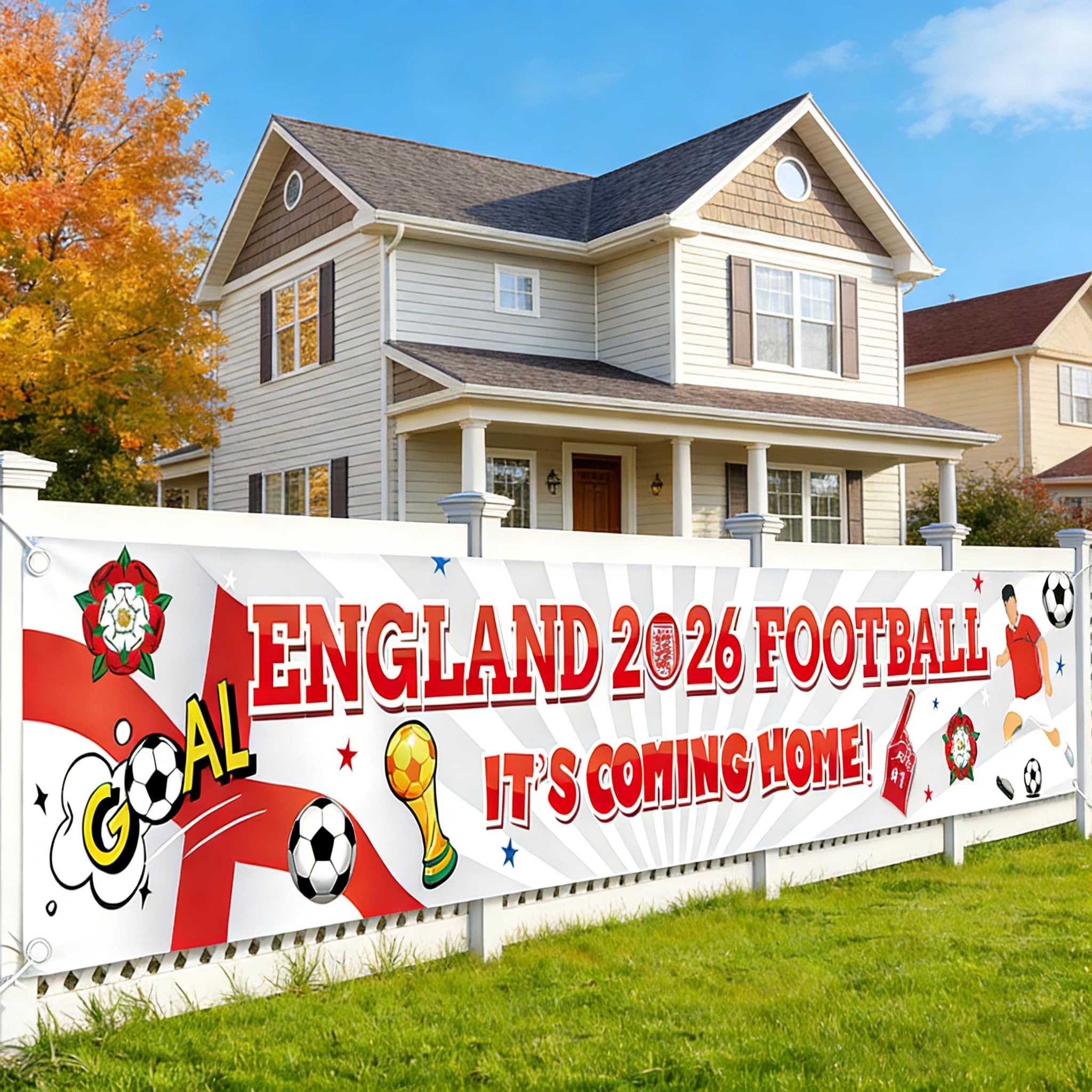 XINDY England Football Banner for World Cup Football 2026 Decorations