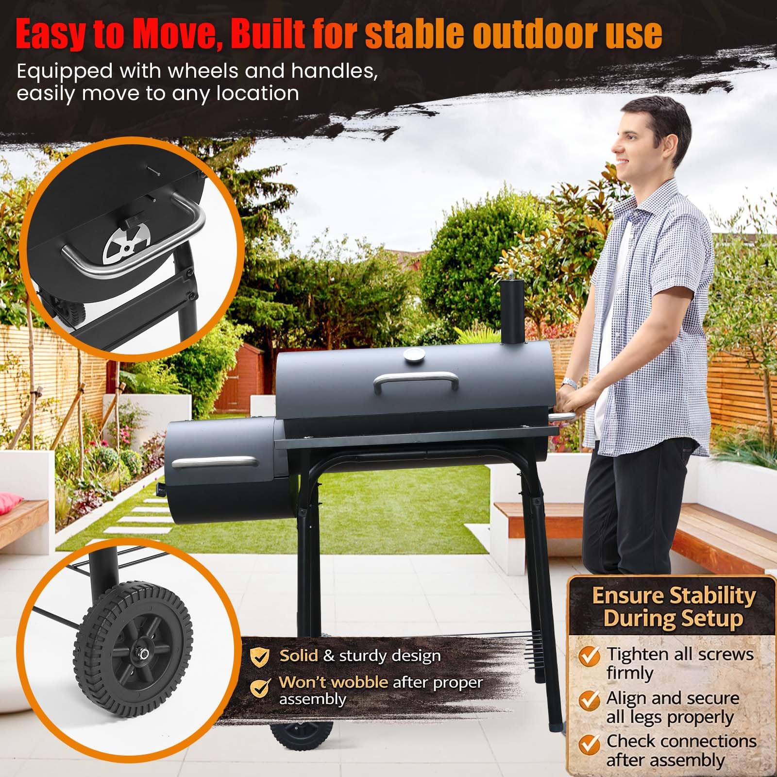 Realcook Barrel Charcoal Grill - Grill & Smoke! -4