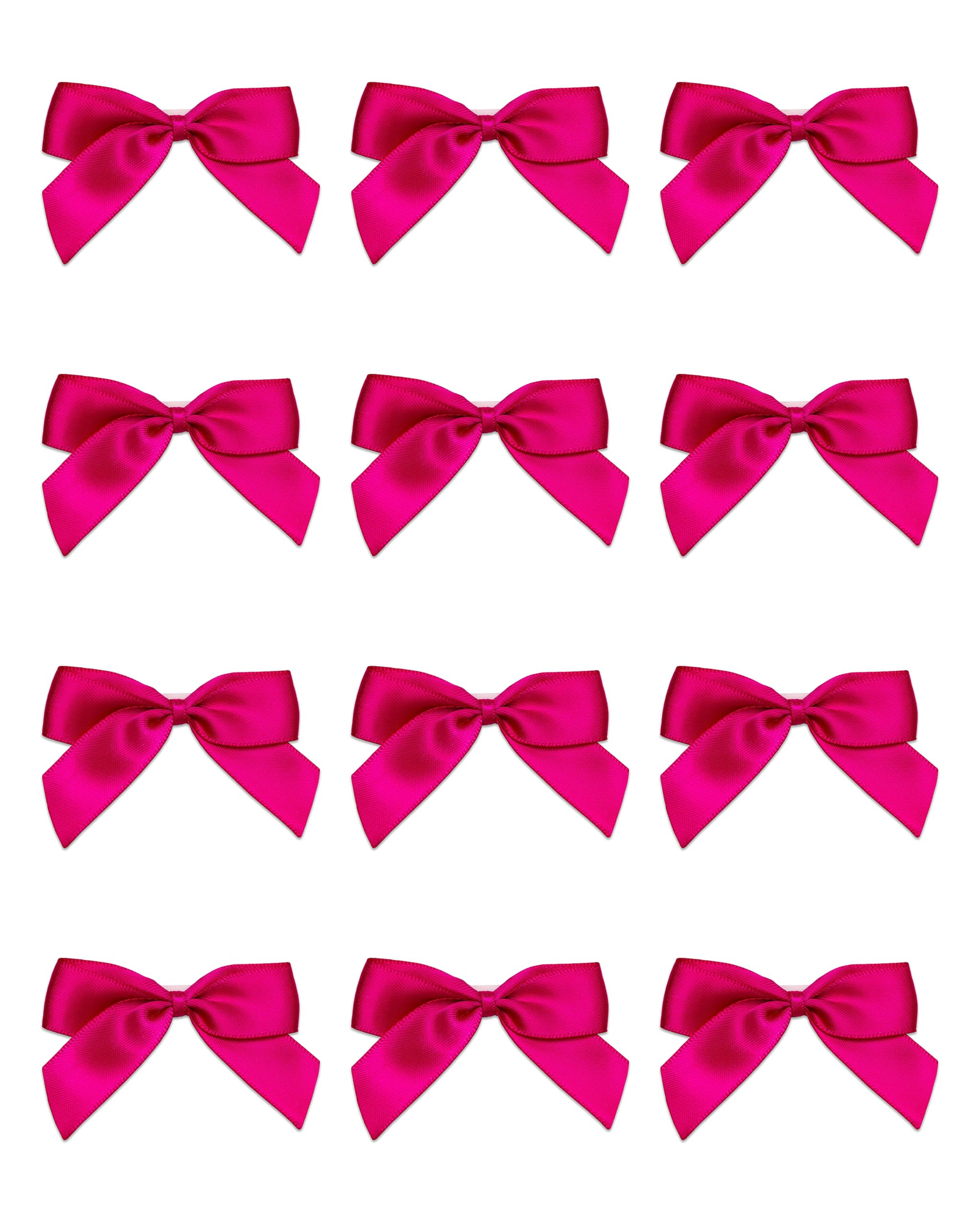 Italian Options Cerise Small Satin Ribbon Bows, Self Adhesive Bow Decorations For Crafts, Gift Wrap, Hampers, Hair Bows, Wedding Stationery, Floristry, Christmas, Cakes, Crafting, 12 Pack, 5 Cm