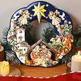 Holy Family Wreath Decorations Christmas Front Door Wreaths Sign Wooden Nativity Scene Christmas Wreath Religious Door Decoration for Window Xmas Home Wall Decor(Holy Family)
