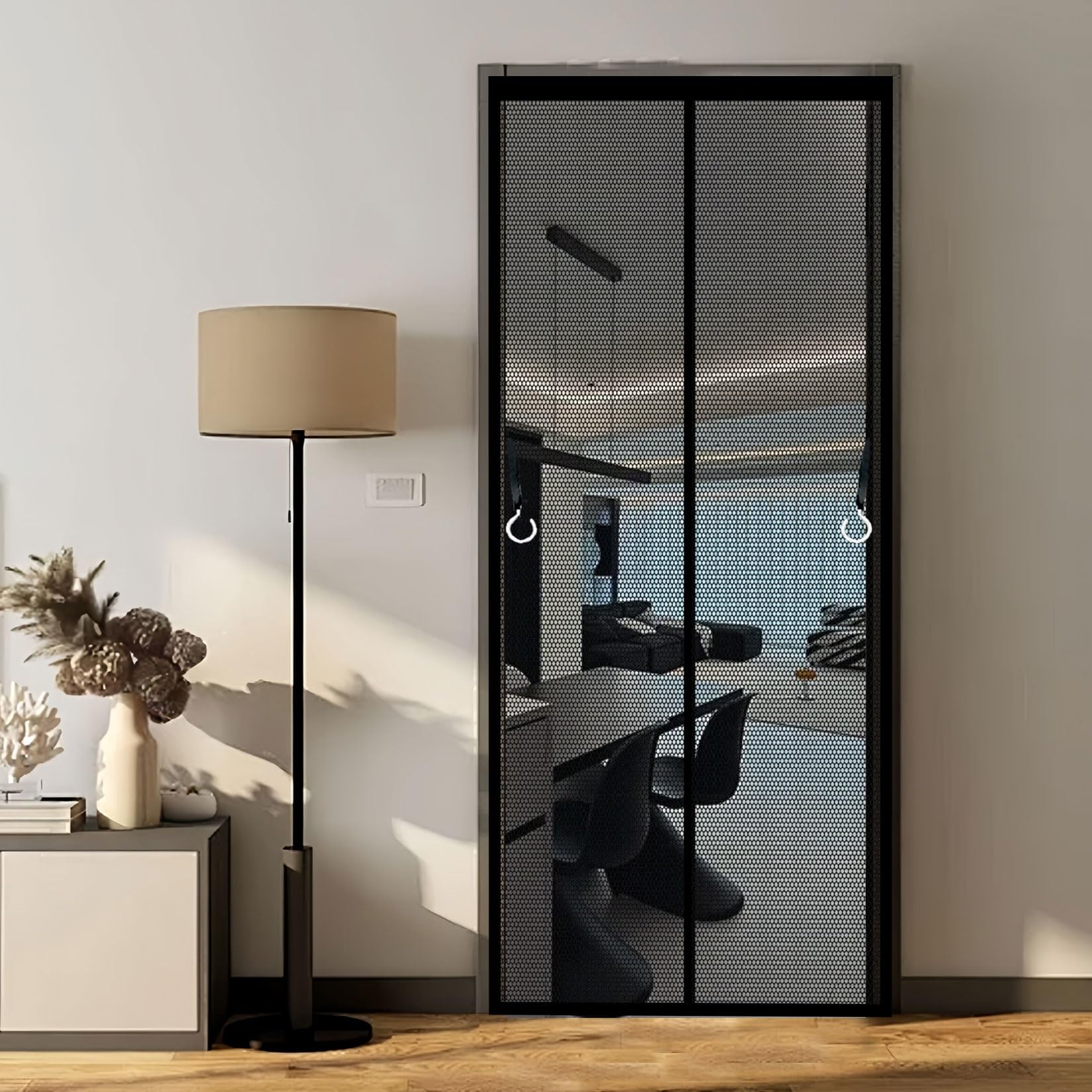 Liujyuan Black Magnetic Fly Insect Screen Door 65 X 161 Cm With Magnets, Magic Tapes, Polyester Screen Mesh Curtain Without Drilling, Heavy Duty For Keeping Out Flies,
