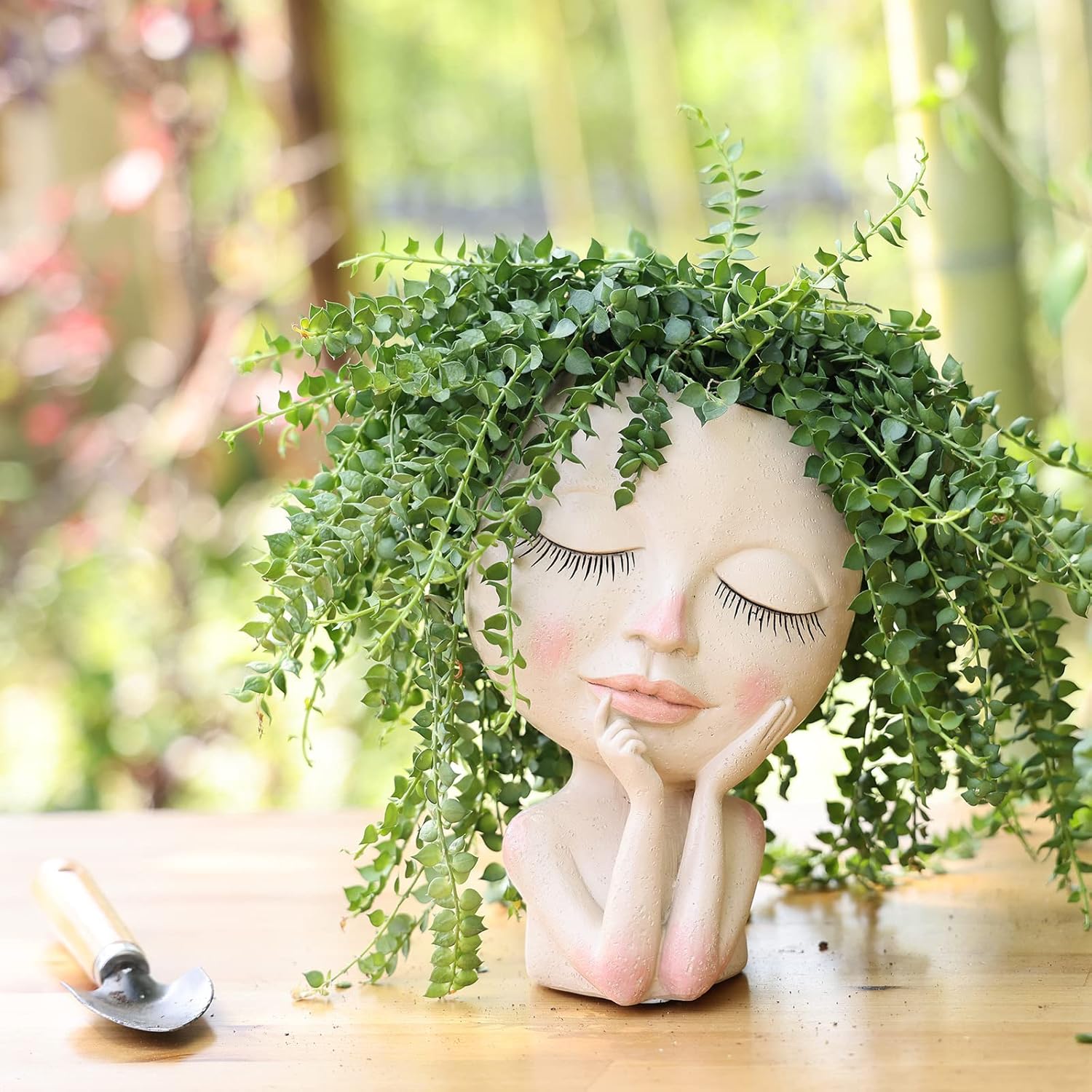 AIMEBBY Face Planter Pot - Face Flower Pots for Indoor and Outdoor Plants - Resin Head Planter Pots with Drainage Hole (Large Size) : Patio, Lawn & Garden