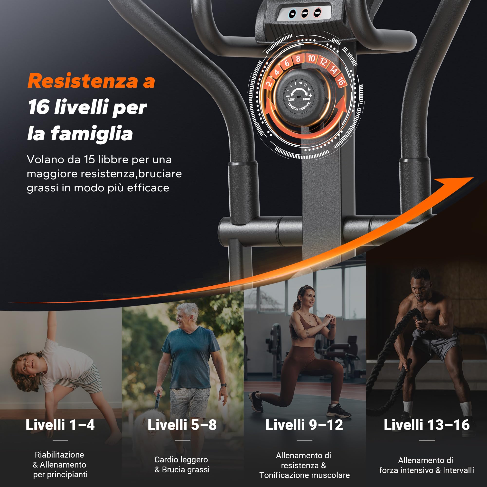 MERACH Ellittica per Casa con Passo da 42 cm, Crosstrainer Magnetico Ultra Silenzioso con 16 Livelli di Resistenza, App Proprietaria, Allenamento Cardio Efficace, Supporta fino a 150 kg
