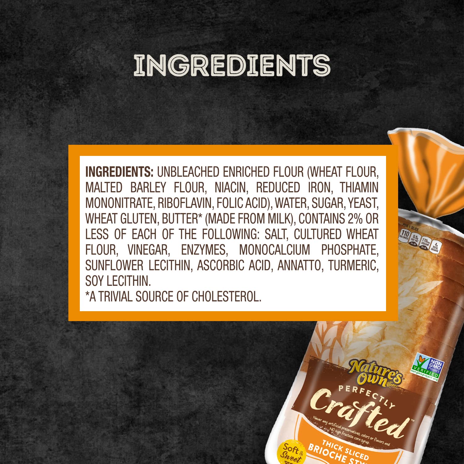 Natures Own Perfectly Crafted Brioche Style Bread Thick Sliced Non-GMO Brioche Bread 22 oz Loaf — view 3