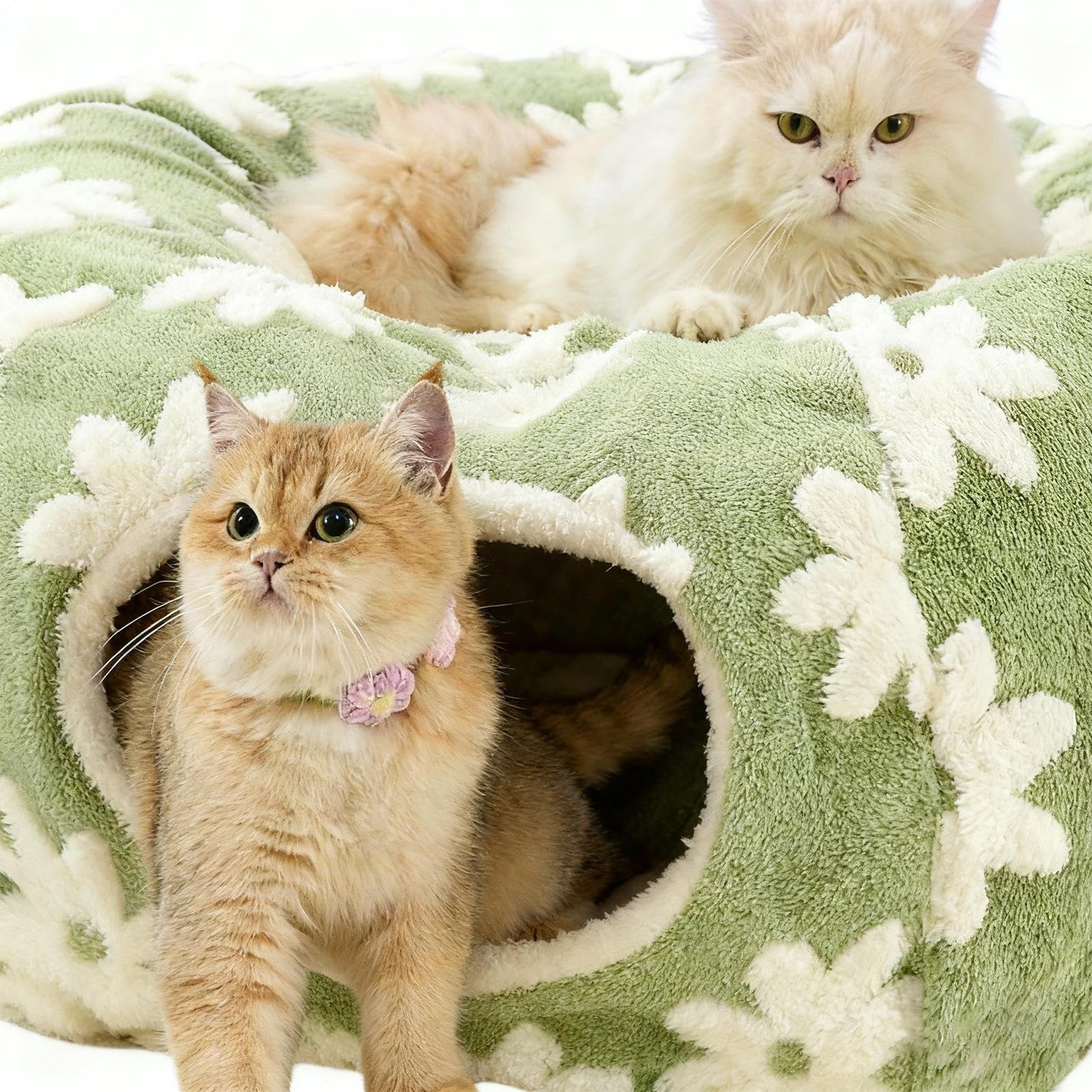 Tunnel pour Chat Jouet Cave en Peluche Lavable avec Balle | Tunnel Pour Chat Rond En Peluche À Motif Pour Les Chatons Et Lapins Rampement Griffage Dentition Intérieur Extérieur