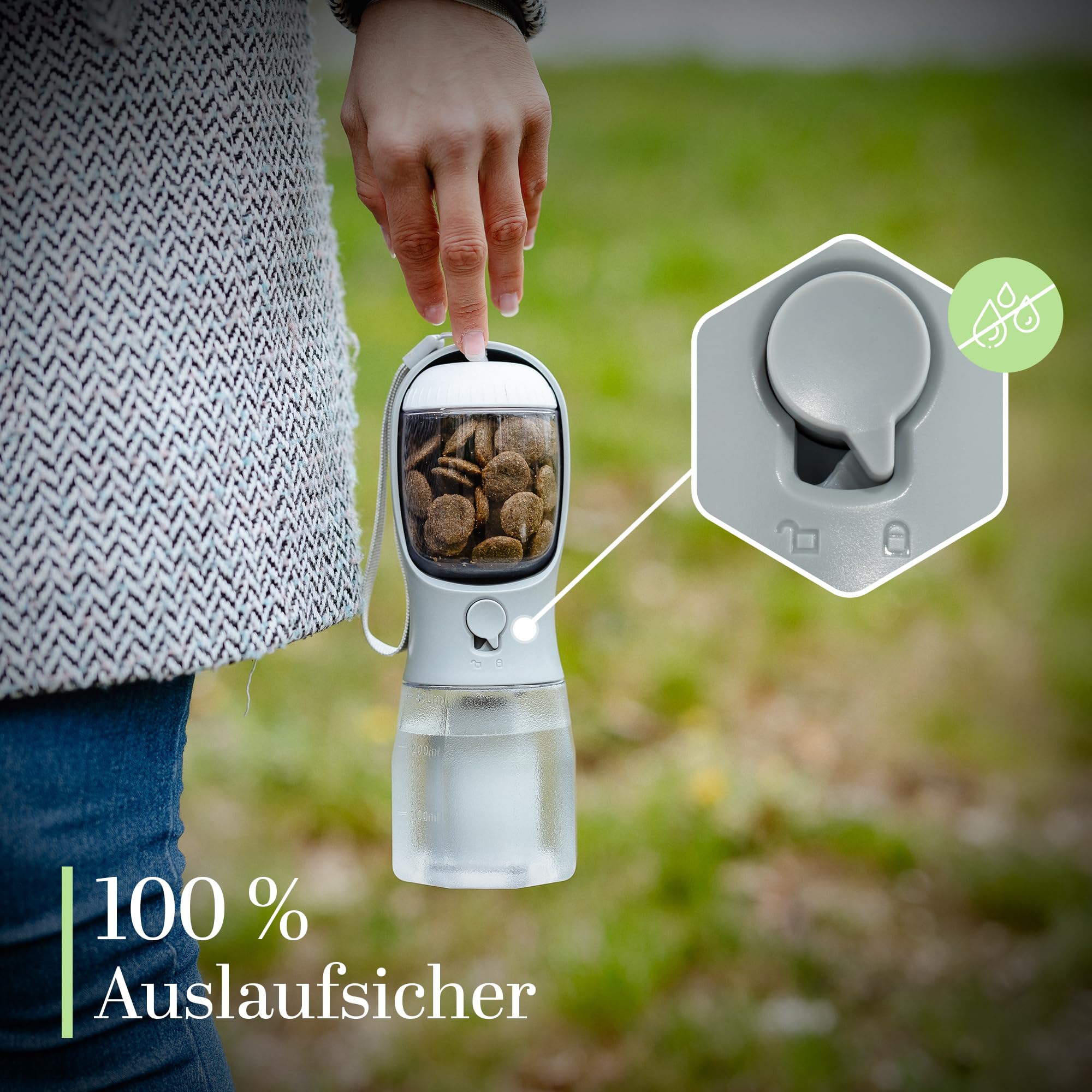 Outdoor Water Bottle for Dogs (Grey, 300 ml), gray - Image 4