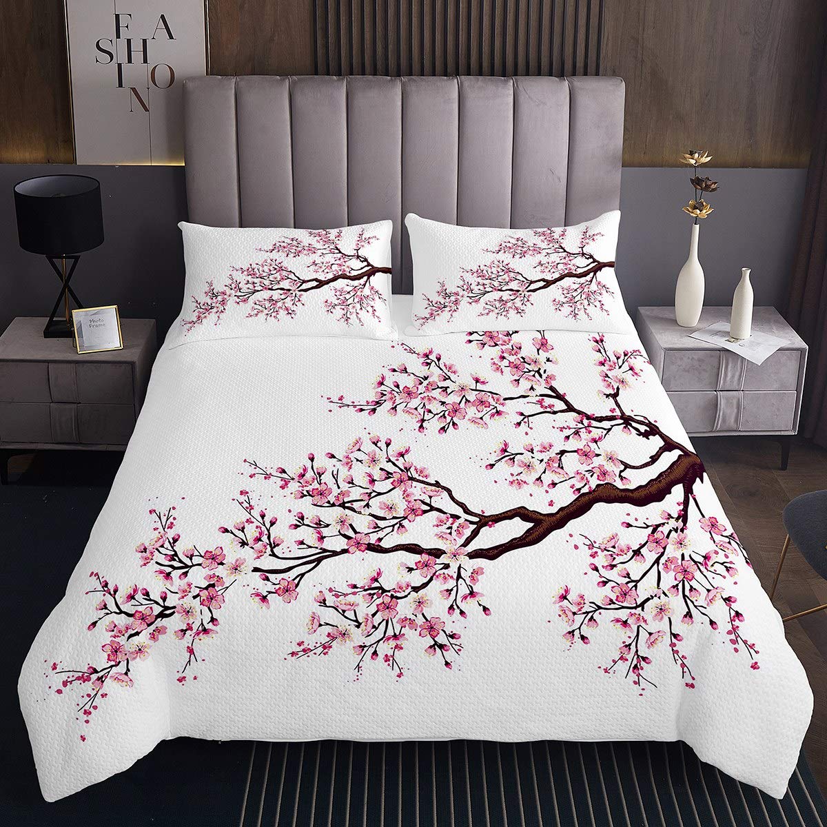 Set di copriletto trapuntato giapponese per bambini e ragazze con fiori di ciliegio collezione di biancheria da letto per letto 3 pezzi260x240cm