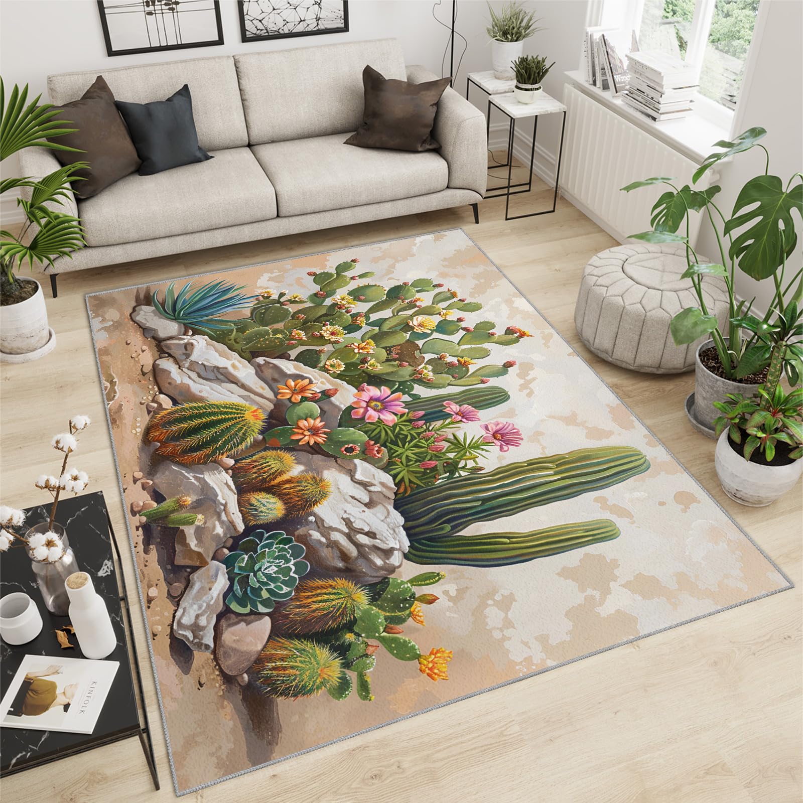 Tailus Boho Cactus Rainbow Kitchen Rugs Set Of 2, Life Is Sweet - View #3