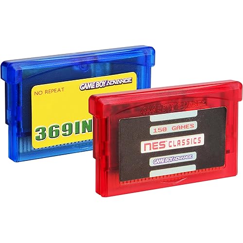 Lenporl 369 in 1 Games Card and 150 NES Classics Game Cartridge for GBA/GBA SP/GBM/NDS/NDSL Game Console 2pcs