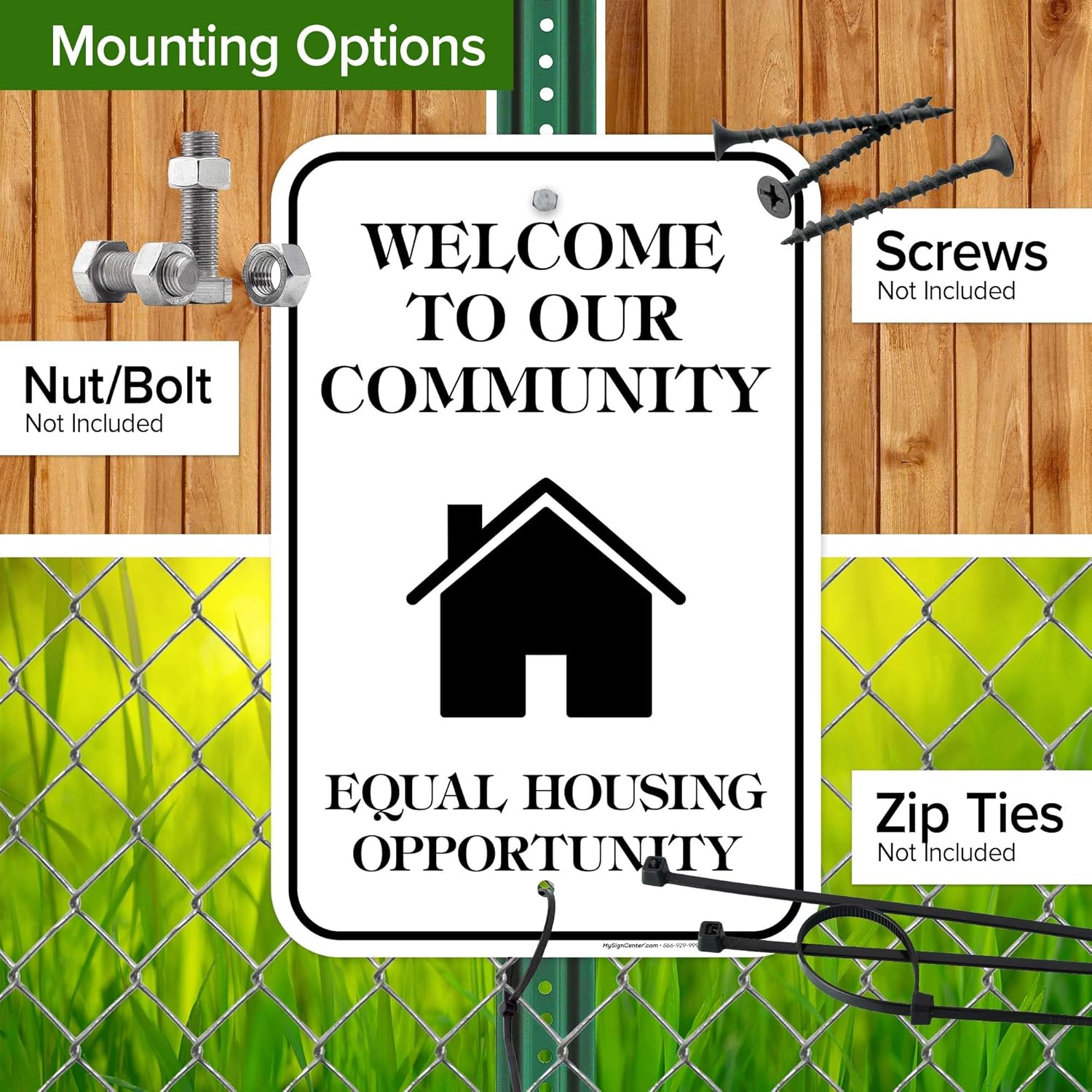 Welcome To Our Community Equal Housing Opportunity Sign, 12x18 Inches, Rust Free .063 Aluminum, Fade Resistant, Made in USA by My Sign Center