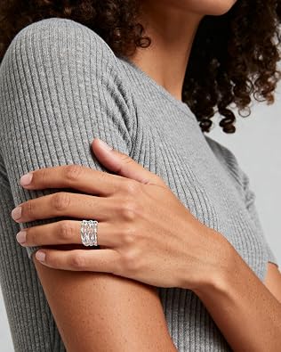 Chunky Silver Overlapping Band Stackable Thumb Open Ring Cool Handmade Adjustable Rings for Women Men