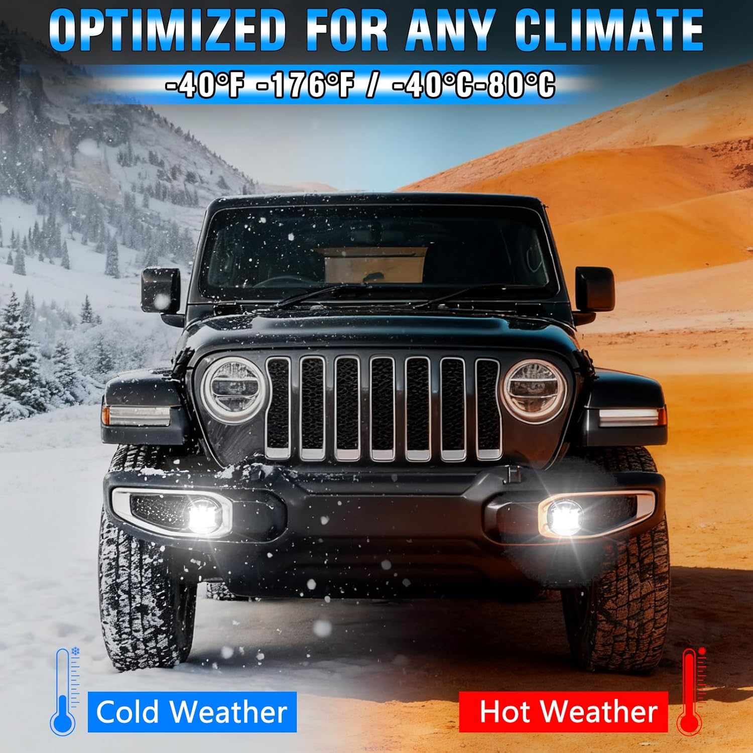 4 Inch 60W LED Fog Lights, for 2018-2025 Jeep Wrangler JL Gladiator JT Headlights, 3600LM Front Bumper Foglights with 2 Pairs Mounting Brackets, JL/JT 2018 2019 2020 2021 2022 2023 2024 2025