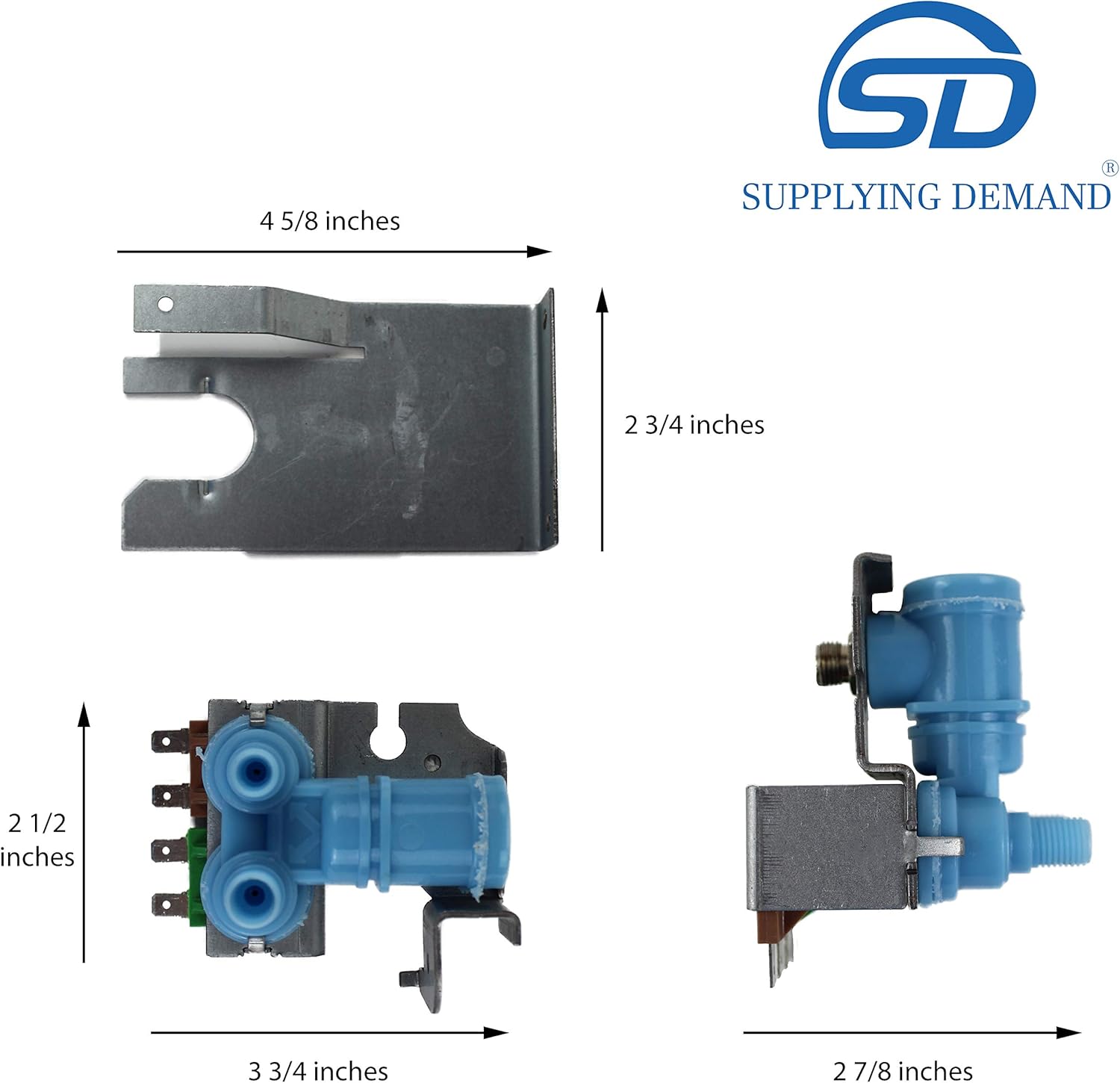 Supplying Demand 4201460 12001414 Refrigerator Dual Water Inlet Valve Assembly Replacement