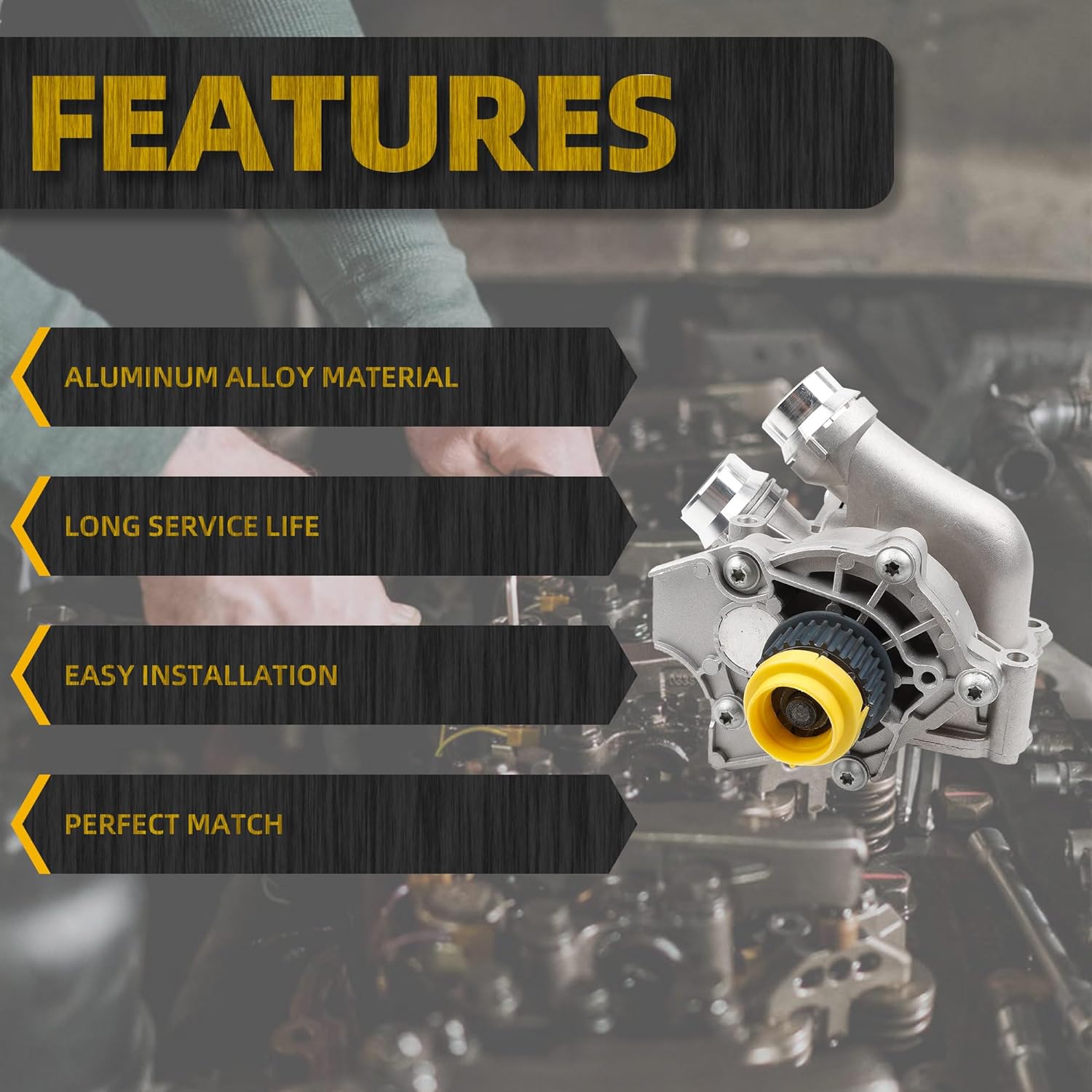 Dasbecan Aluminum Electric Engine Water Pump Assembly Replaces# 06H121026CQ 06H121026AB Compatible with 2008-2016 Audi A3 A4 A5 A6 Q3 Q5 TT VW Beetle CC Eos GTI Jetta Passat Tiguan 2.0L 2.0T