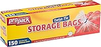 ProPack 1 Gallon Twist Tie Plastic Storage Bags, 150 Count - Freezer Safe, Durable for Snacks, Fruits, Sandwiches & Bulk Food