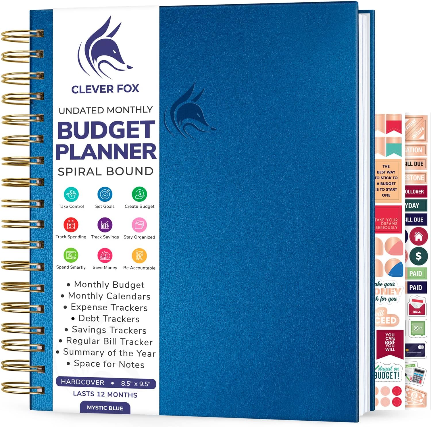 Clever Fox Budget Planner – Coiled Finance Book, Monthly Financial Journal, Budgeting Organizer & Expense Tracker Notebook, 8.5×9.5″ (Mystic Blue)