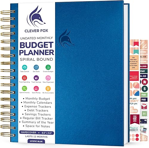 Clever Fox Budget Planner  Libro de presupuesto en espiral con páginas espaciosas y coloridas y planificador financiero, organizador de presupuestos