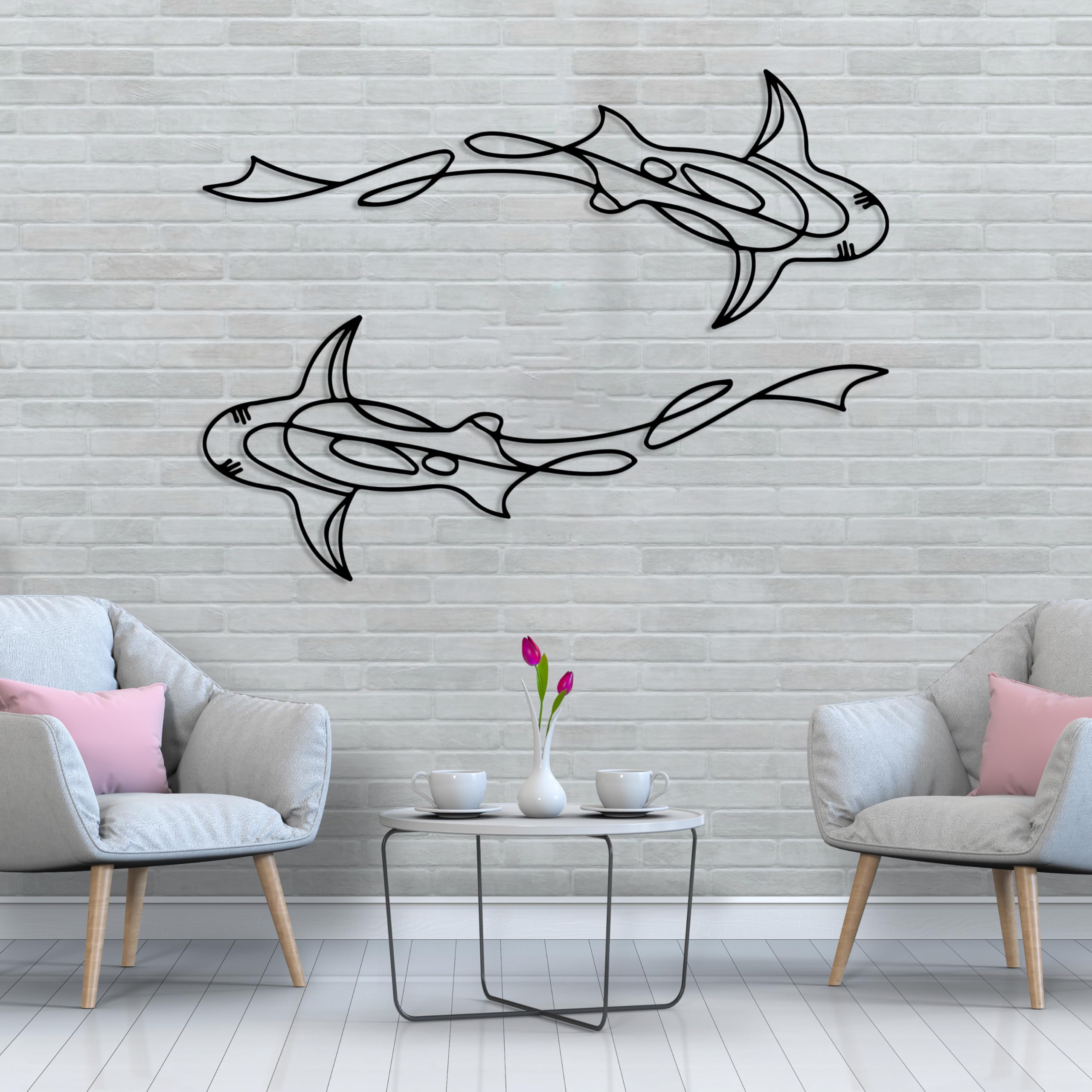 DecoSoul Shark Metal Wall Decor Art, Shark Themed Modern Design Wall Decor, Outdoor Black Large Metal Wall Art for Home Decor, Living room, Kitchen,
