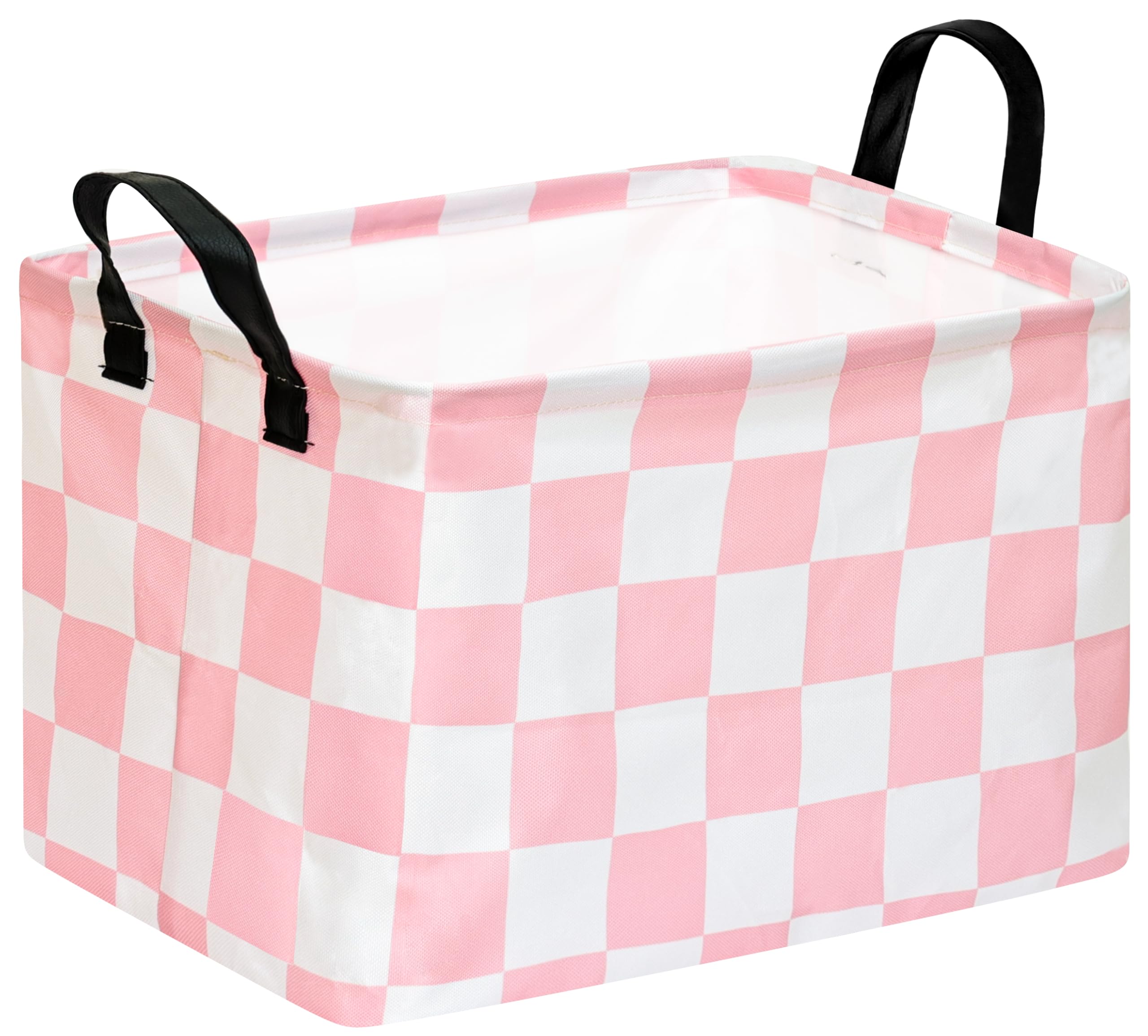 Kids Storage Basket Gift Basket for Girls Toy Organizer Nursery Bedroom Decor Waterproof Lined with Handles Pink Laundry Hamper