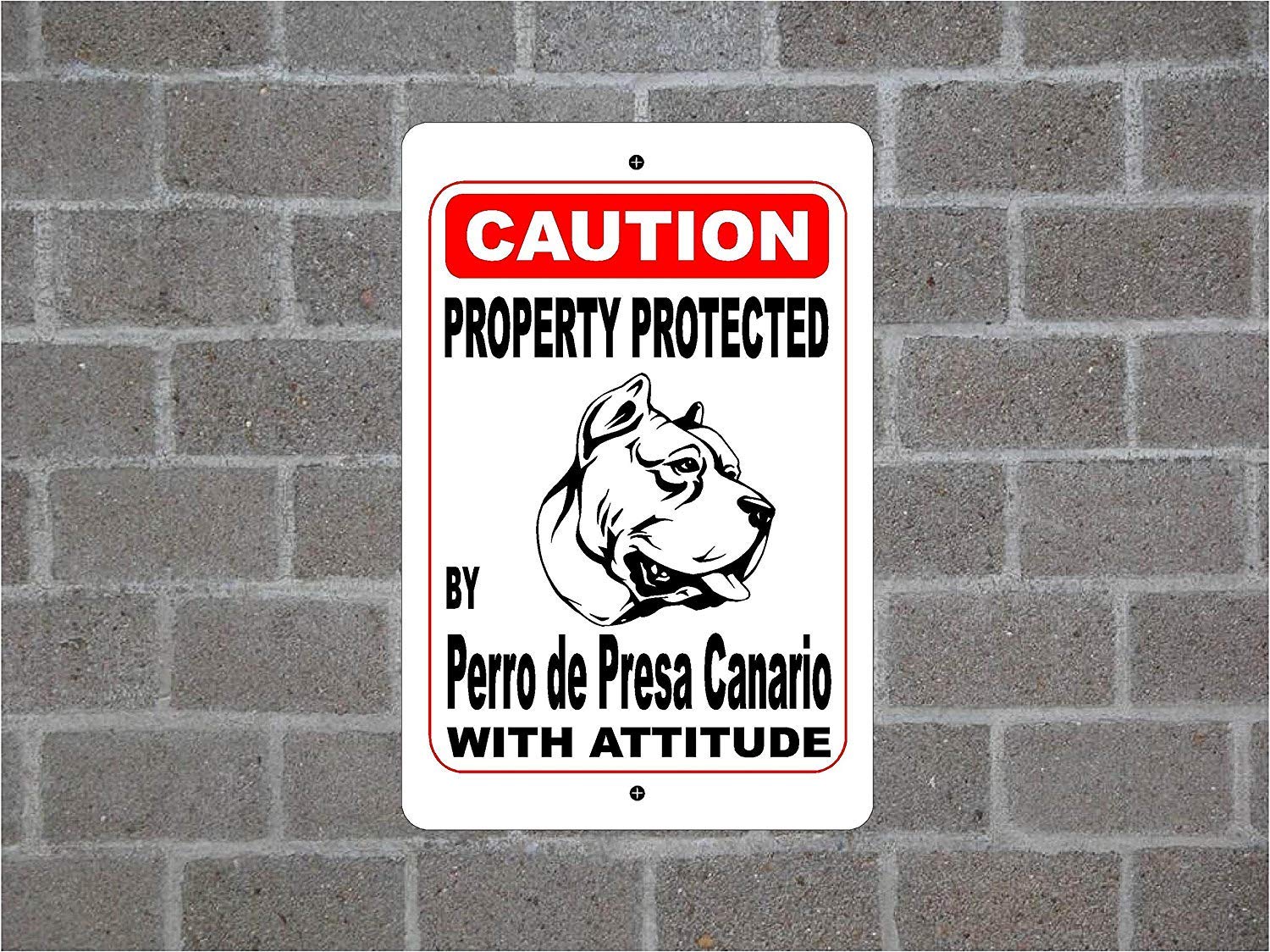 Biopracess Metalpostera74434 Metal Sign Great Aluminum Tin Sign 8X12 Inches Metal Aluminum Sign Property Protected By Perro De Presa Canario Guard Dog Warning Breed Metal Gift Sign Wall Home Decoration Pet Sign Driveway Sign