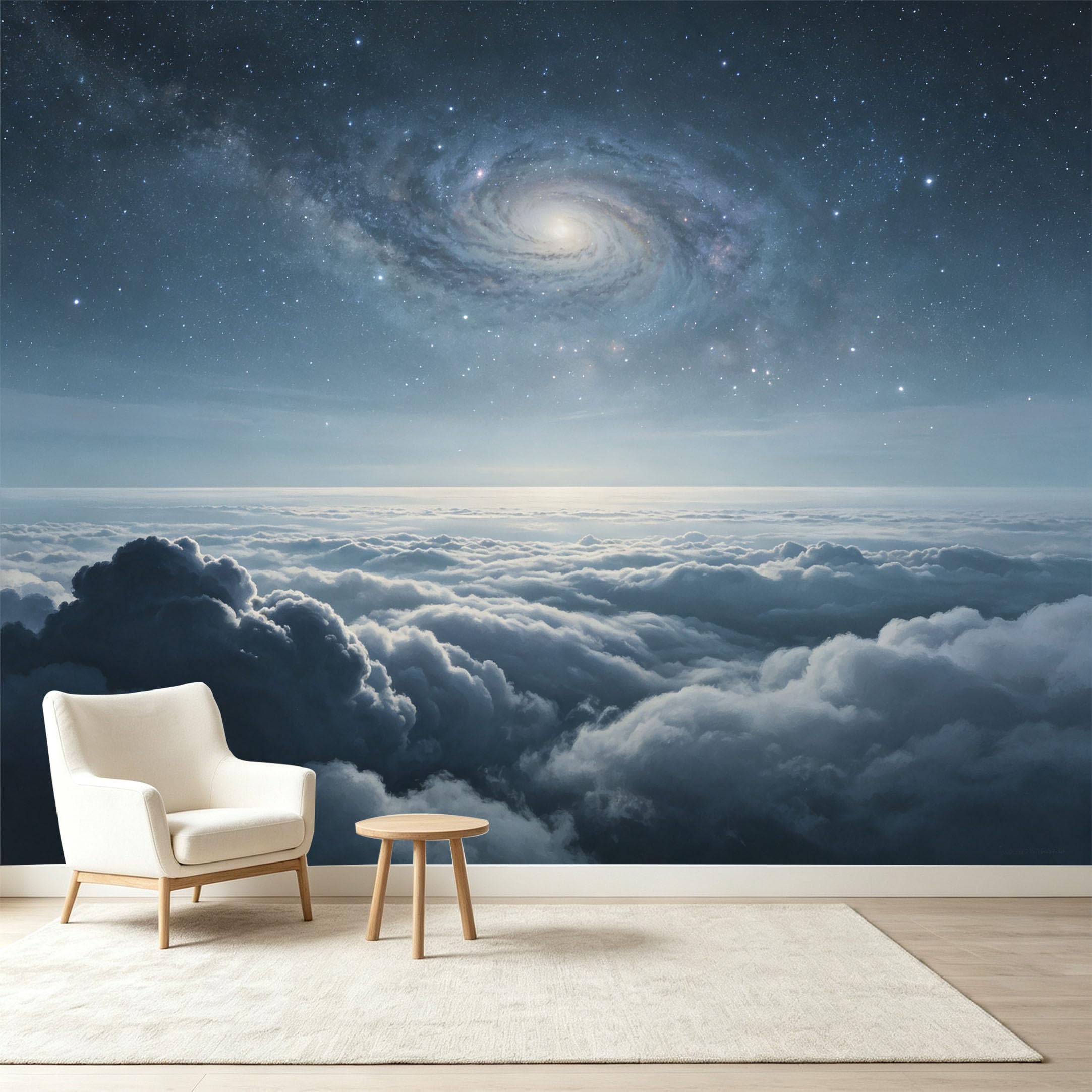 Custom Size Wall Murals Galaxy Space Nebula Clouds 3D Trompe L'Oeil Self-Adhesive Wall Fabric Removable Wallpaper Wall Decor for Living Room Bedroom Bathroom