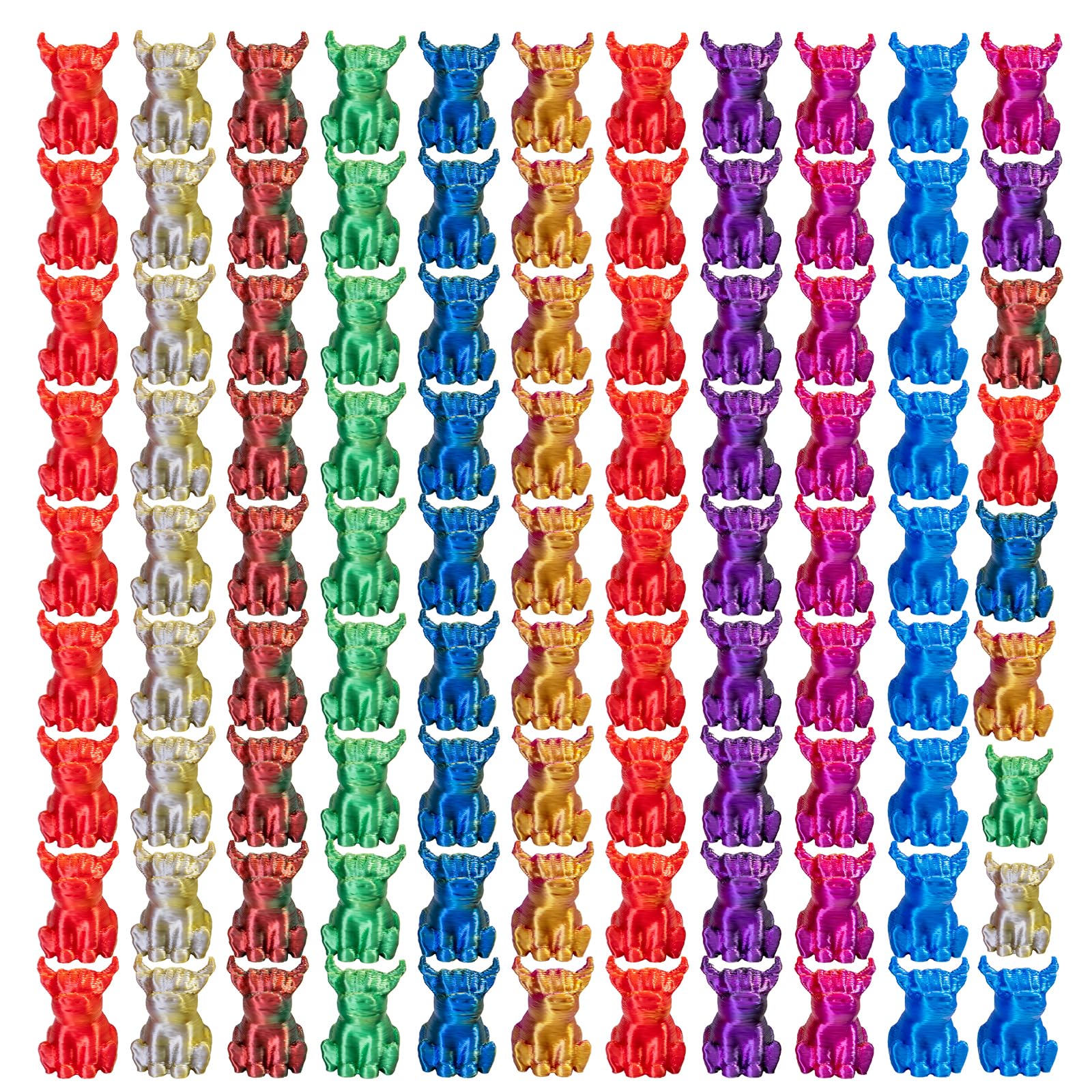 Teenzee 100pcs Mini 3D Printed Animals Tiny Animals Plastics Figures Miniature Little Small Yaks Figurines Bulk for Micro Fairy Garden Landscape