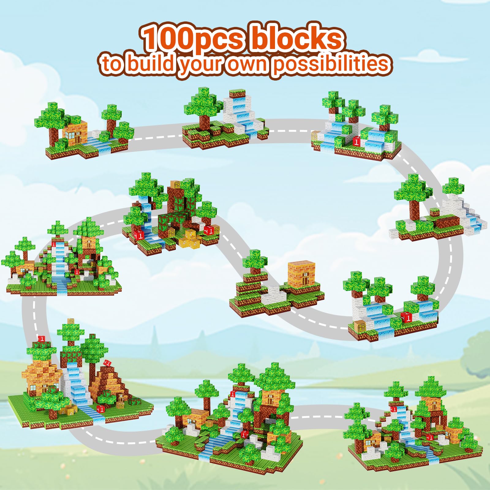 Jooyflares Blocchi Magnetici 100 Pezzi 2,5 cm – Forti Magneti Montessori Giocattolo per Bambini dai 4 Anni, Giocattolo Magnetico Creativo a Tema Foresta Regalo