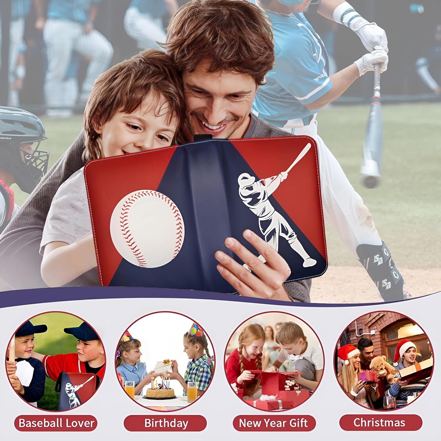 Baseball Card Binder 900 Pockets with 50 Protective Sleeves, Large Baseball Binder 9 Pocket, Premium Trading Cards Holder 3 Ring Zipper, Sport Collection Book, Album Folder Case, Gifts for Boys & Men