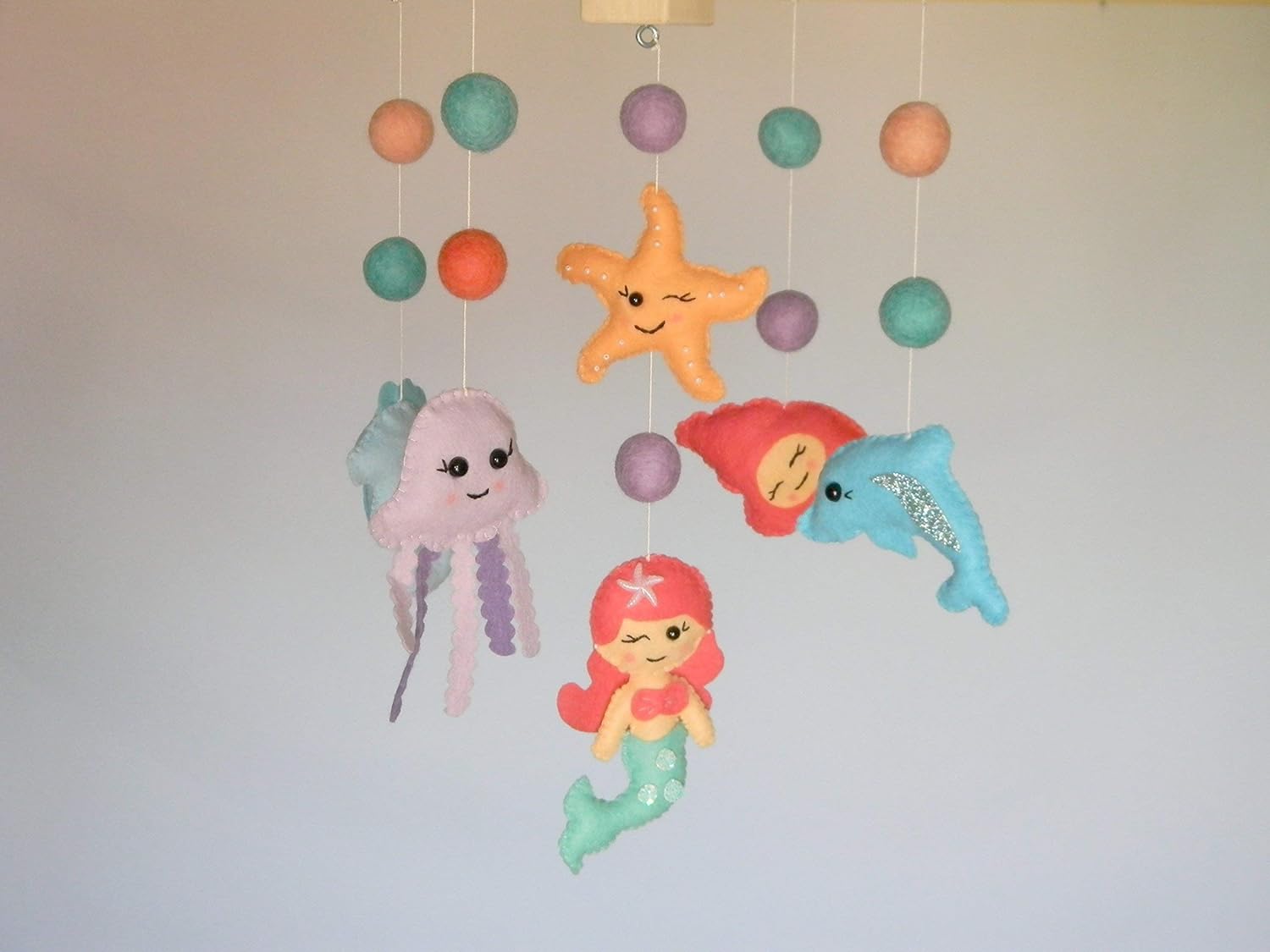 Mermaid baby mobile crib Under the sea decoration Ocean animals mobile Mermaid nursery decor Baby girl mobile sea animals cot mobile