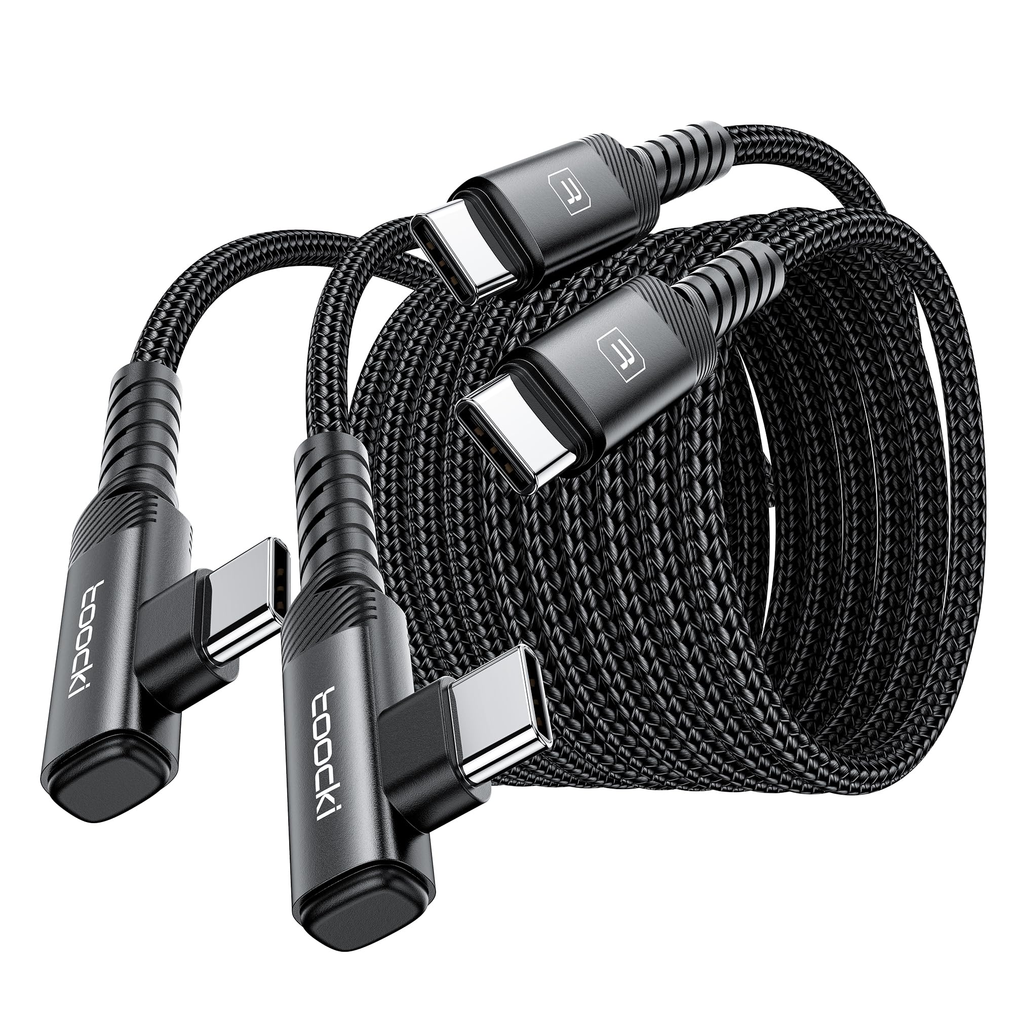 Cavo di ricarica da USB C a USB C (3 m, confezione da 2), cavo di ricarica tipo C da 60 W, cavo di ricarica rapida ad angolo retto da USBC a USBC per iPhone16 15 Pro Max/Plus/MacBook Air/Samsung S23