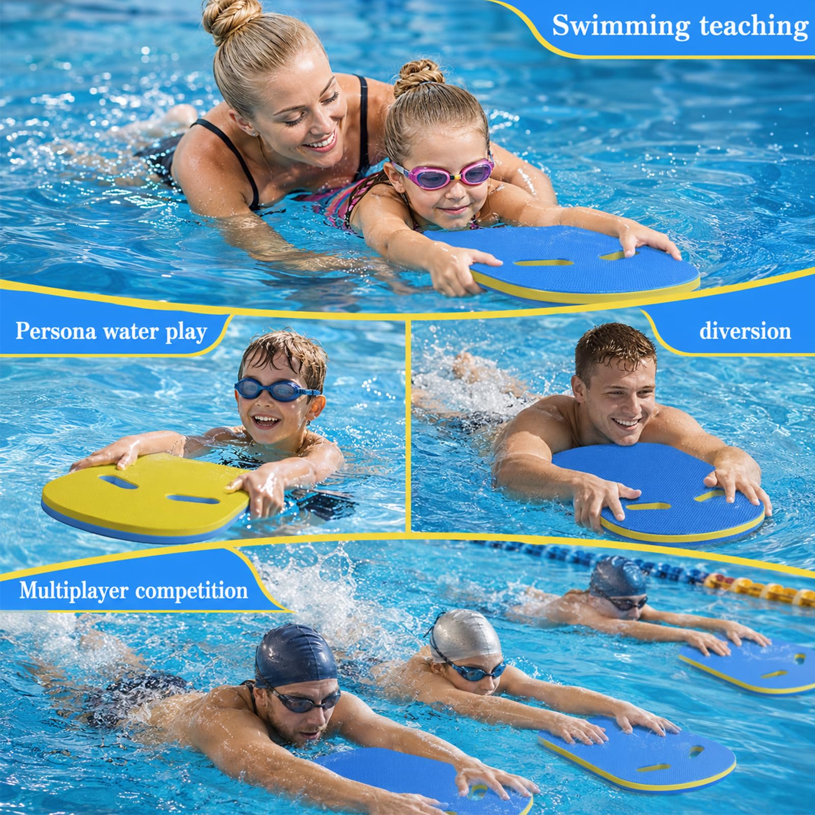 2 Stück Schwimmbrett Kickboard, Eva Water Trainingsausrüstung Mit Griffen zum Schwimmenlernen Trainieren Spielen Schwimmboard, für Schwimmanfänger Fortgeschrittene