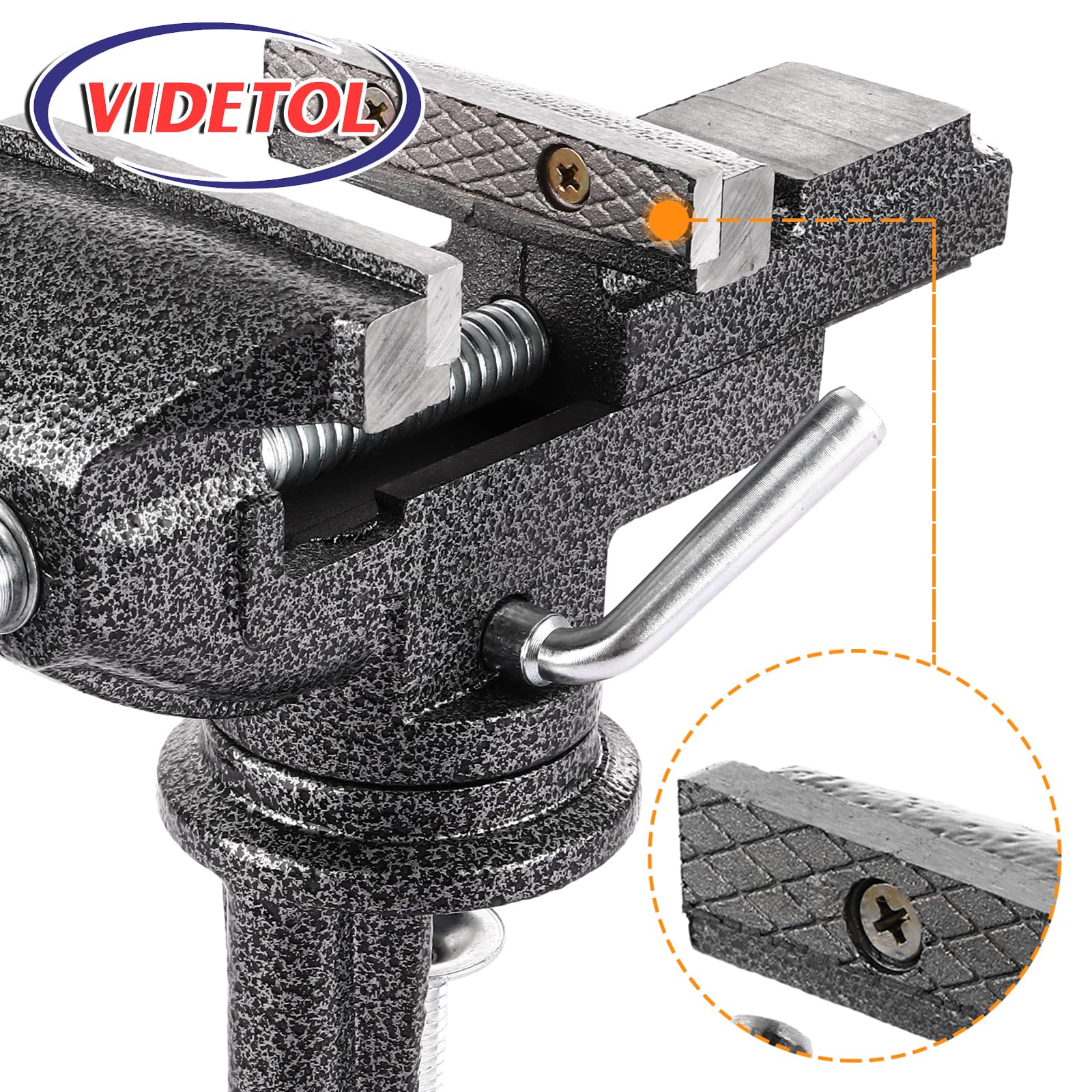 Tornillo de banco para banco de trabajo, abrazadera de banco de base giratoria de 360°, tornillo de banco de hierro fundido resistente para banco de trabajo, carpintería, perforación