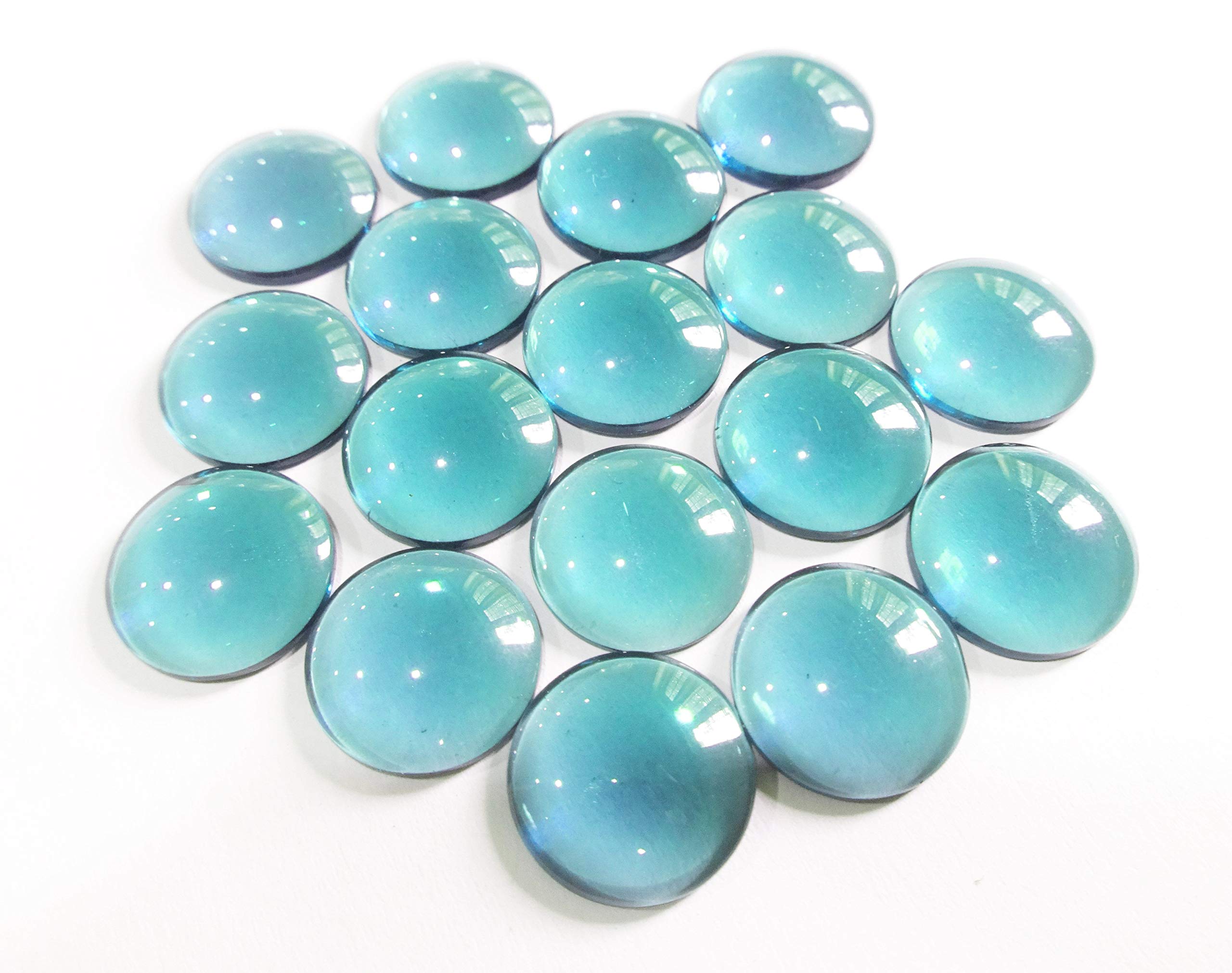Excel Impex Completely Flat Bottom Round Shaped Glass Crystals, Glass Pebbles Glass Gems for Decoration, Making Crafts or Aquarium Decor(Dia 15 mm)- Set of 30 | Color Atlas Blue (B07NN54HPN) Amazon Price History, Amazon Price Tracker