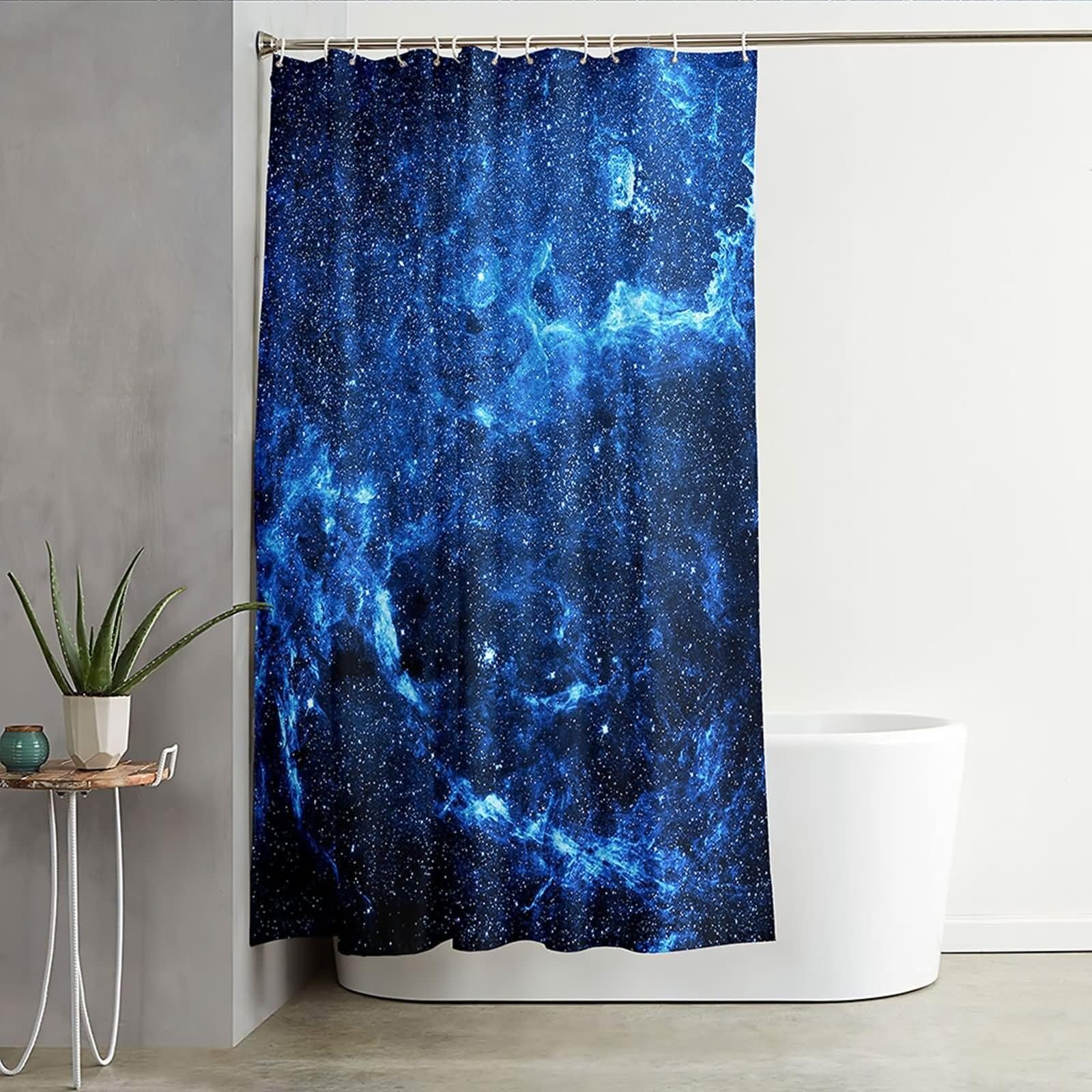 Cortinas de ducha frescas, cortina de ducha impresa hermosa galaxias azul poliéster 66 x 80 pulgadas