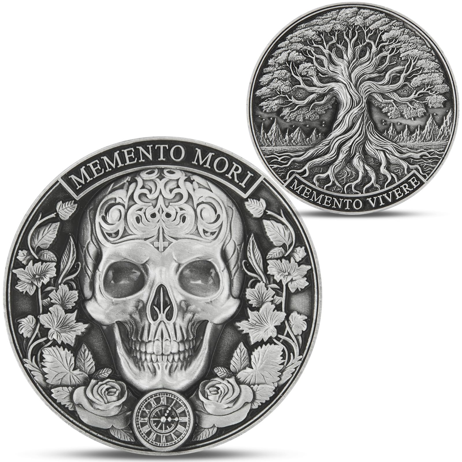 Amazon.com: PUOEYTA Memento Mori Coin - Symbolizing Life and Death
