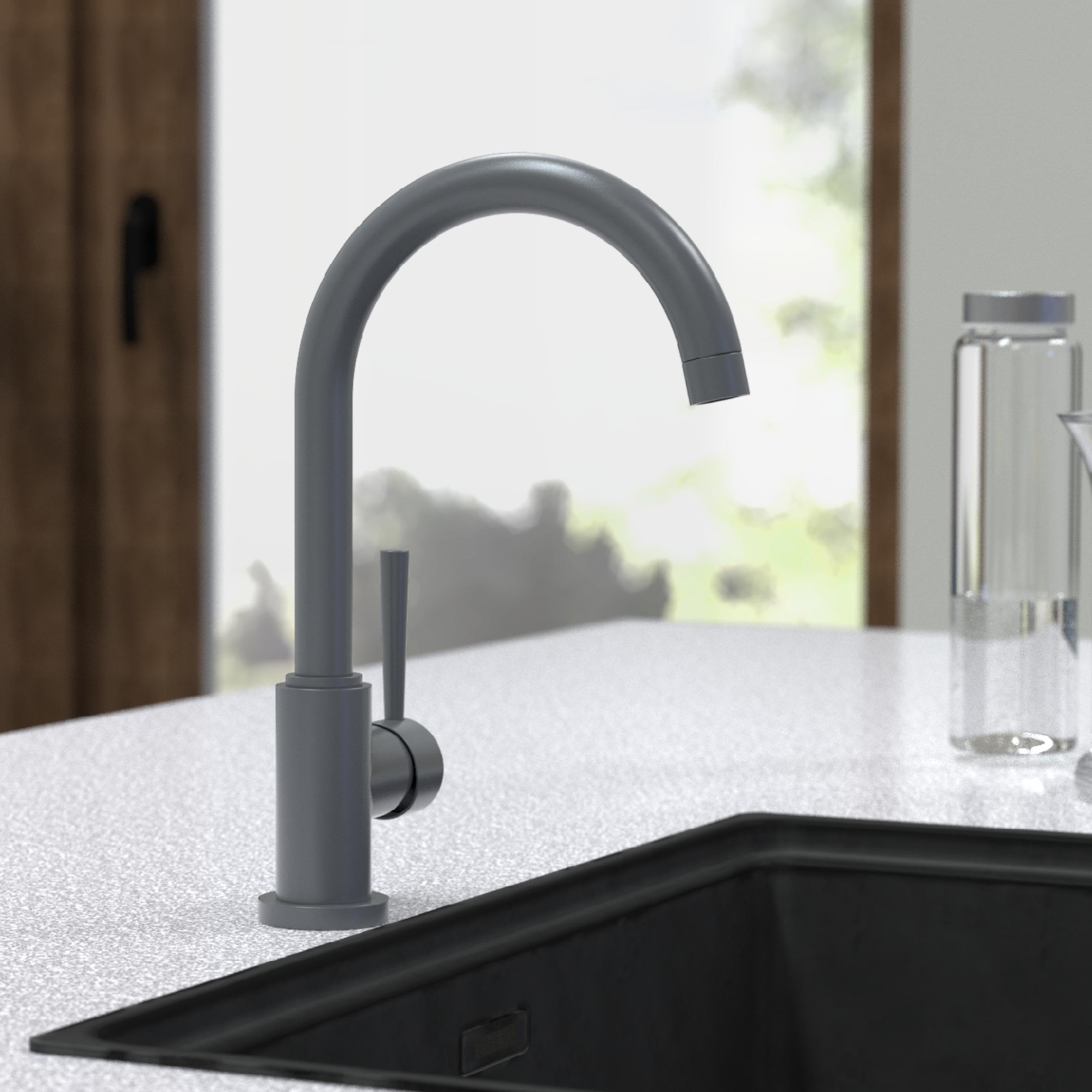 SCHÜTTE 79164 Küchenarmatur Cornwall, Anthrazit matt | 360 Grad schwenkbarer Wasserhahn Küche, Mischbatterie für die Spüle mit Einhebelmischer, Spültischarmatur Küchenspüle