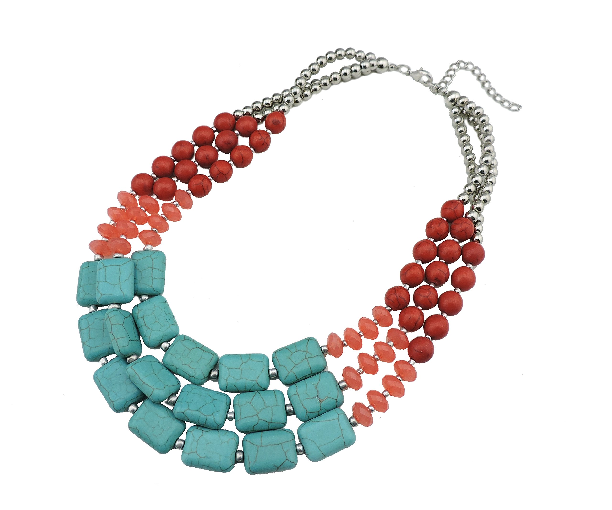 Bocar Personalized Big Statement Turquoise Chunky Necklace for Women Gifts