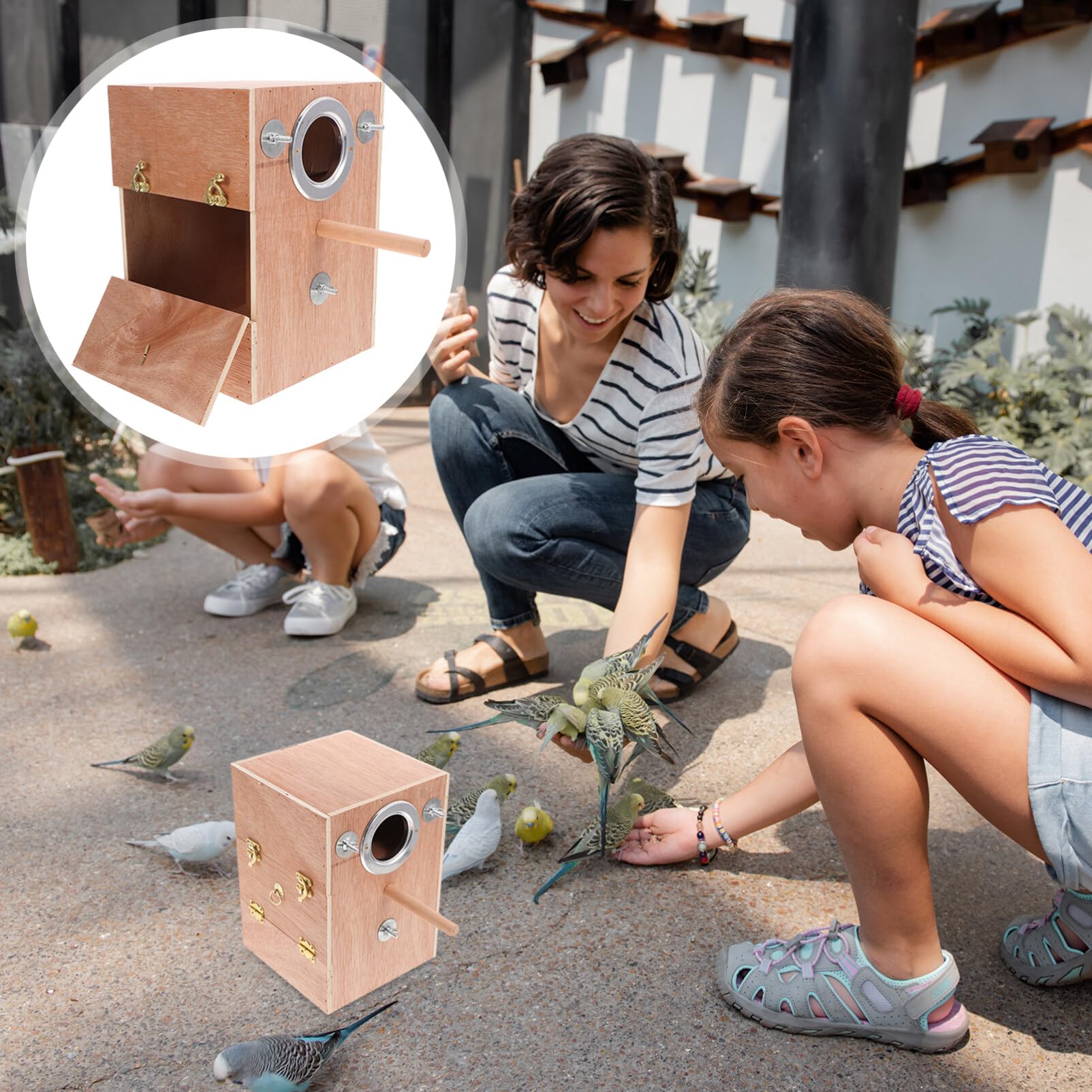 Happyyami Caja De Cría Colgante para Aves Nido De Madera Natural para Periquitos y Pájaros Pequeños Refugio Aislado y Duradero para Reproducción y Protección Exterior