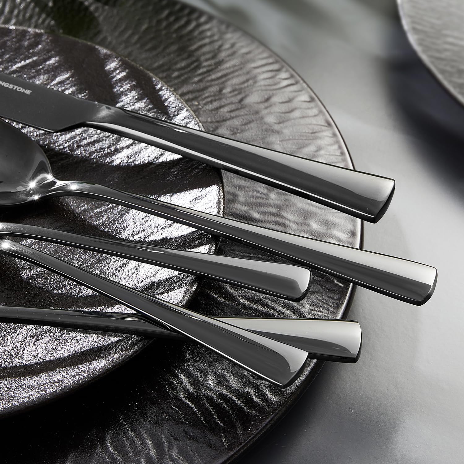 KINGSTONE Silverware Set for 8, 40-Piece Forged 18/10 Stainless Steel Flatware Set, Mirror Finish Cutlery Set Dishwasher Safe for Home, Restaurant, Wedding, Party,Black - Image 3