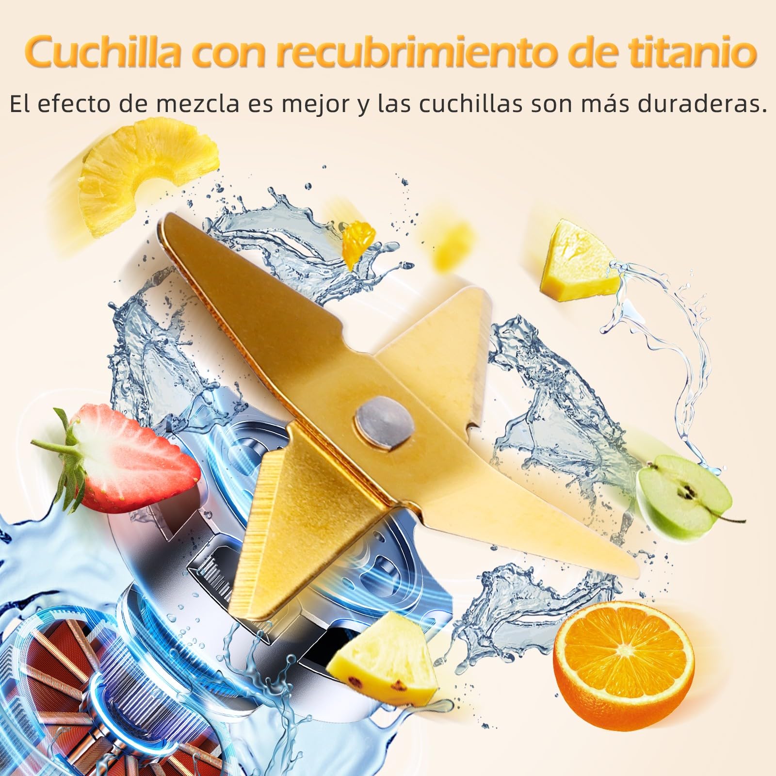 Aigostar Swift - Batidora de Vaso, Capacidad 1.5L, 800W, Tritura Hielo, Licuadora con 4 Cuchillas con Recubrimiento de Titanio, 2 Velocidades + Turbo y Función AutoClean. Libre de BPA