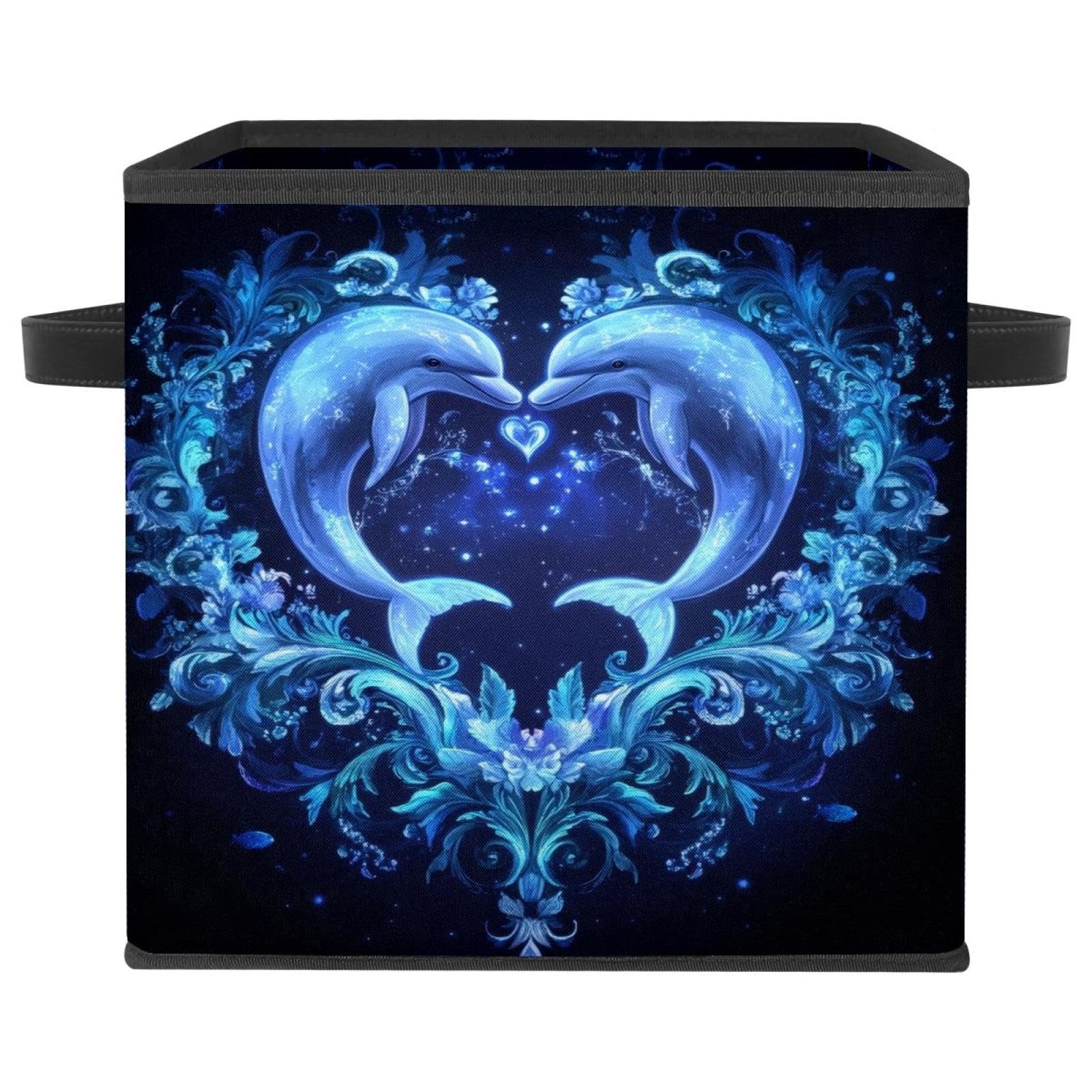 Panier de rangement dauphin bleu pour chambre d'enfant, cube pliable linge et jouets