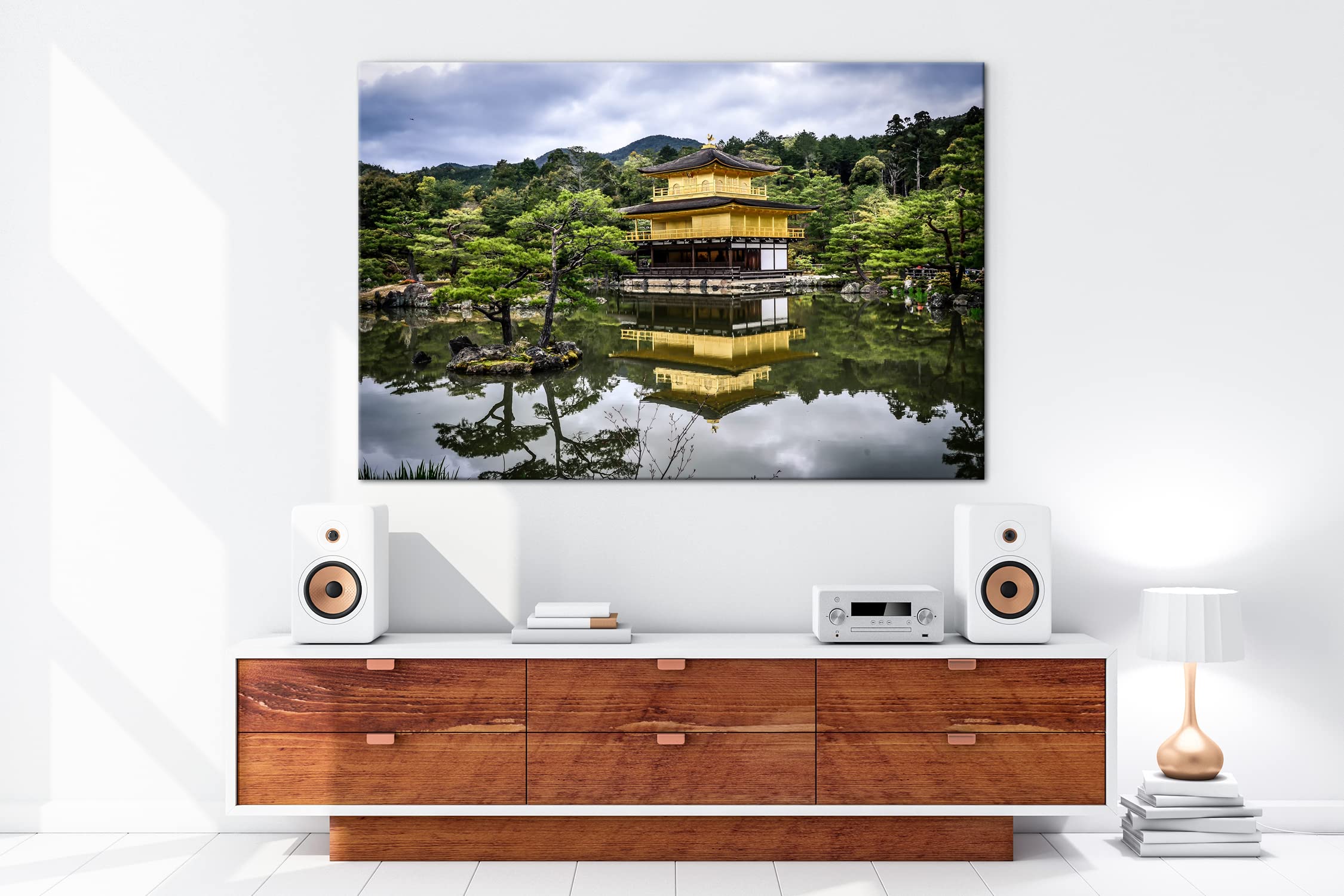 Temple et jardin japonais - Format : 60 x 40 cm - Impression numérique de qualité supérieure - Pas de poster ni d'affiche