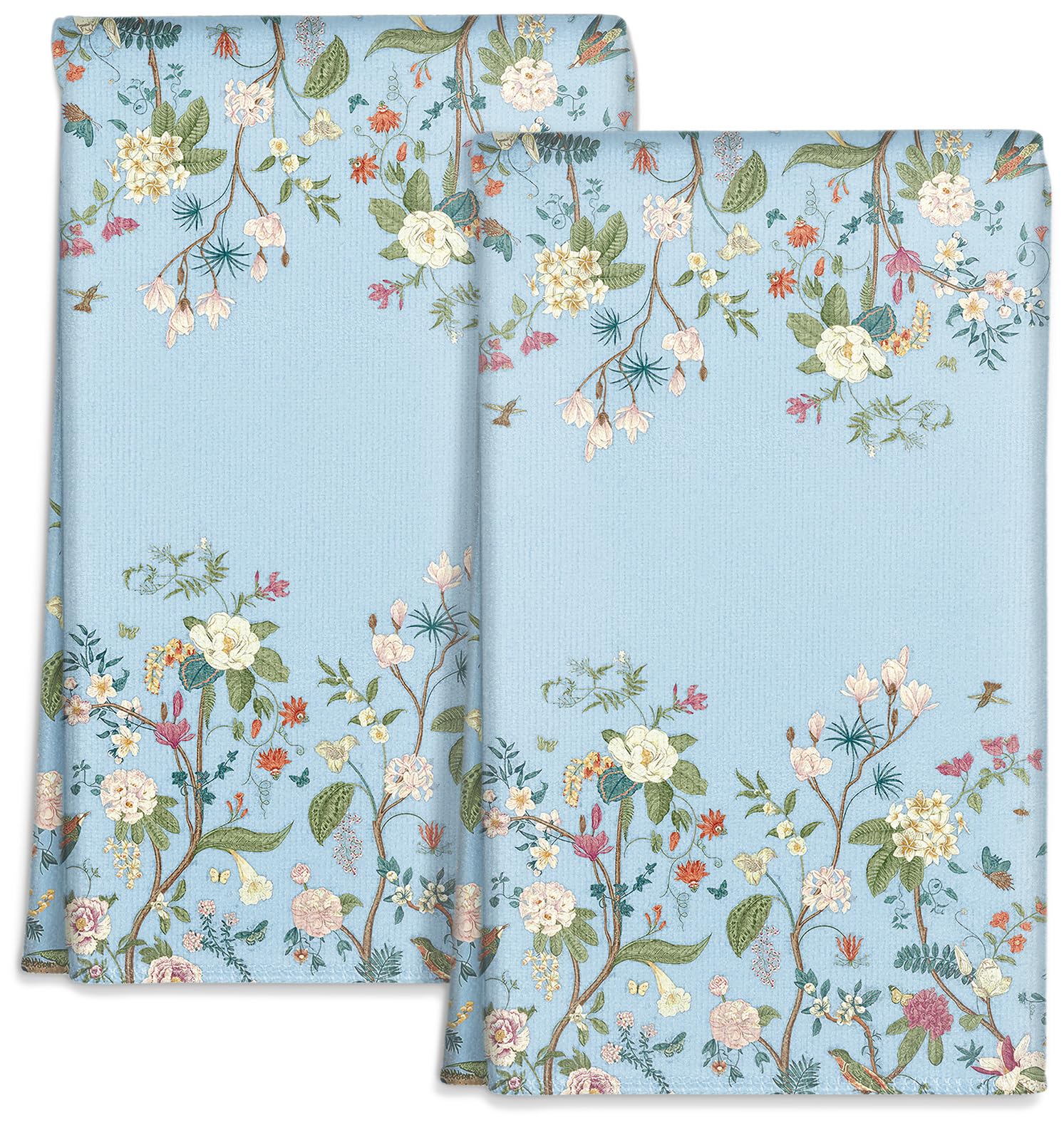 Cute Kitchen Towels Set of 2 - Dish Towels 18 x 26 Inch Microfiber Tea Towel for Home Decorative Retro Flower Spring Soft Reusable & Absorbent Aesthetic Vintage Design