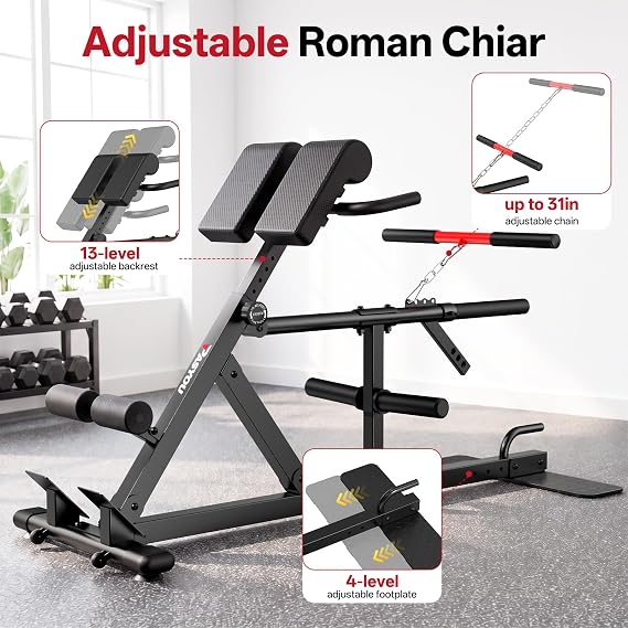 PASYOU All-in-One Roman Chair, Back Extension with Strength Belt Squat