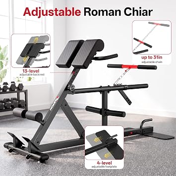 PASYOU All-in-One Roman Chair, Back Extension with Strength Belt Squat