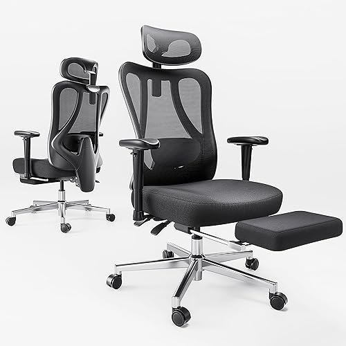 Hbada P3 Silla de oficina ergonómica con soporte lumbar ajustable 2D, silla de oficina con reposacabezas y reposabrazos ajustables, función de
