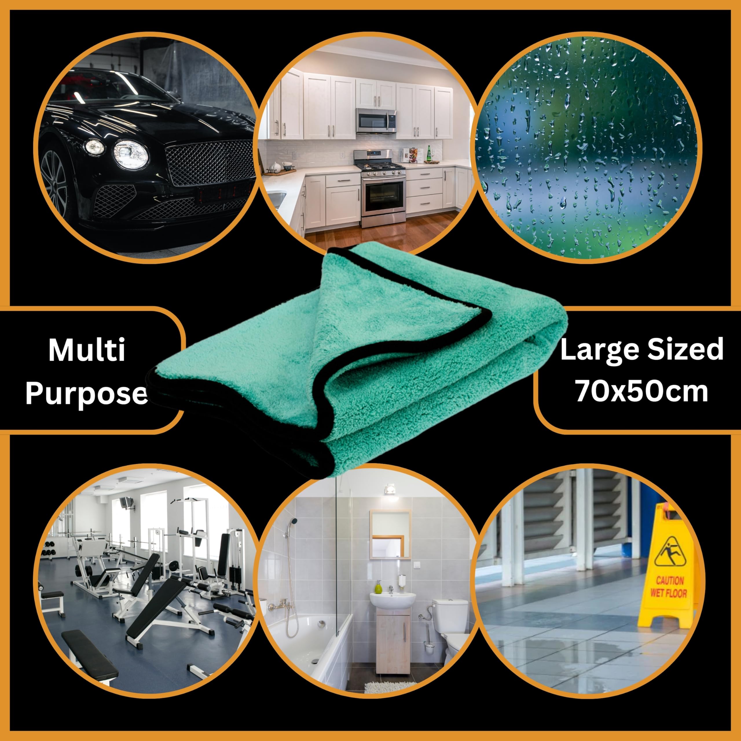 Tek Automotive Aqua - Juego de 2 toallas de secado de coche de lujo de 1200 g/m², paños de microfibra extra grandes (50 x 70 cm), superabsorbentes, ultrasuaves, para limpieza, detalles, pulido y