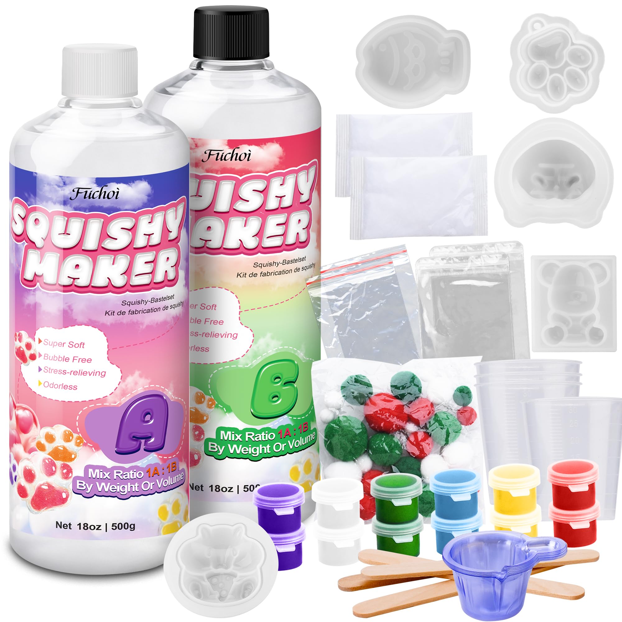 Zestaw silikonowy do Taba Squishy - 1000 g Elastyczna guma silikonowa szybkoschnącą do Taba Squishy, formy 3D DIY, zestaw do robienia form odlewczych do łagodzenia stresu