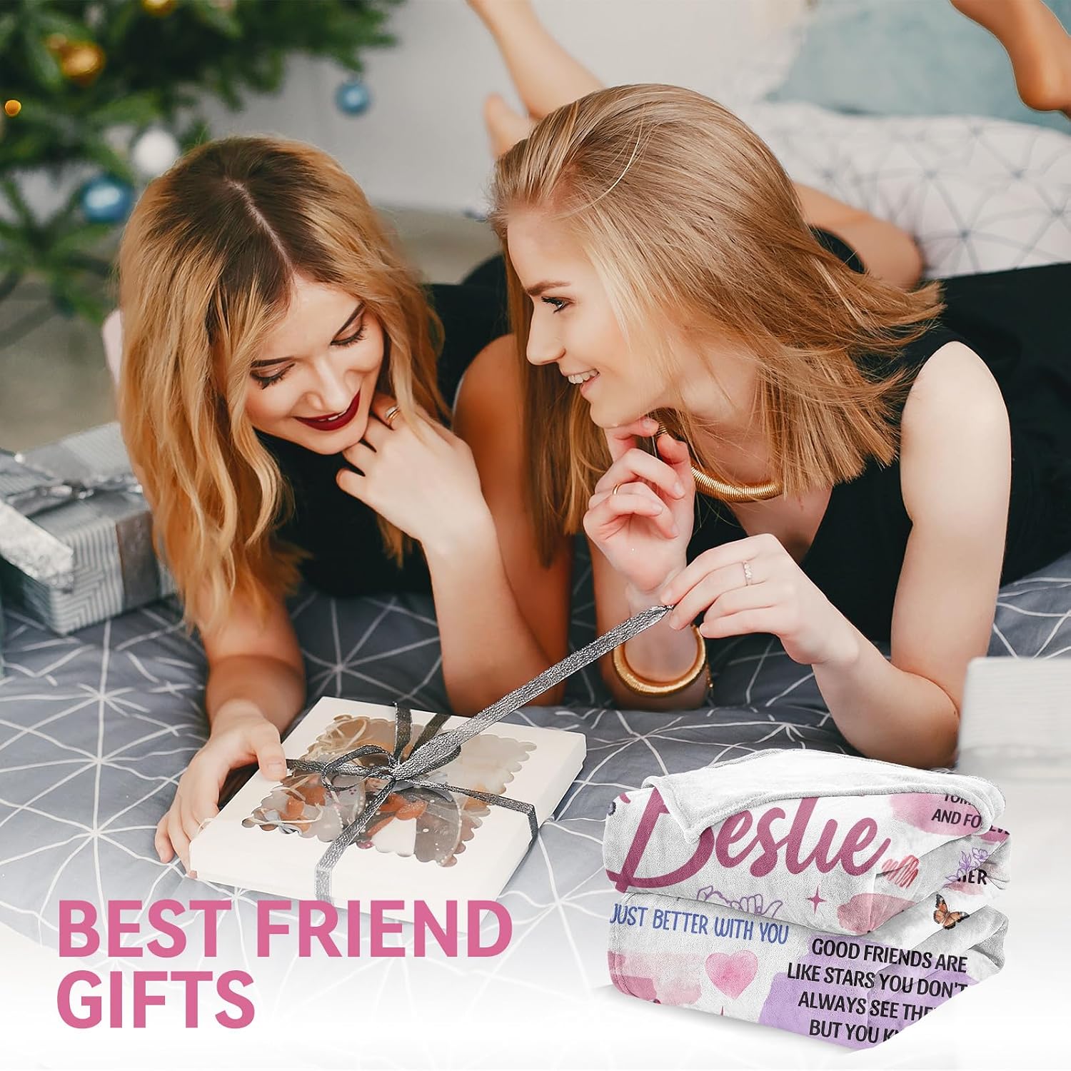 Bestie Gifts for Women, to My Bestie Throw Blanket Purple 50" x 60"