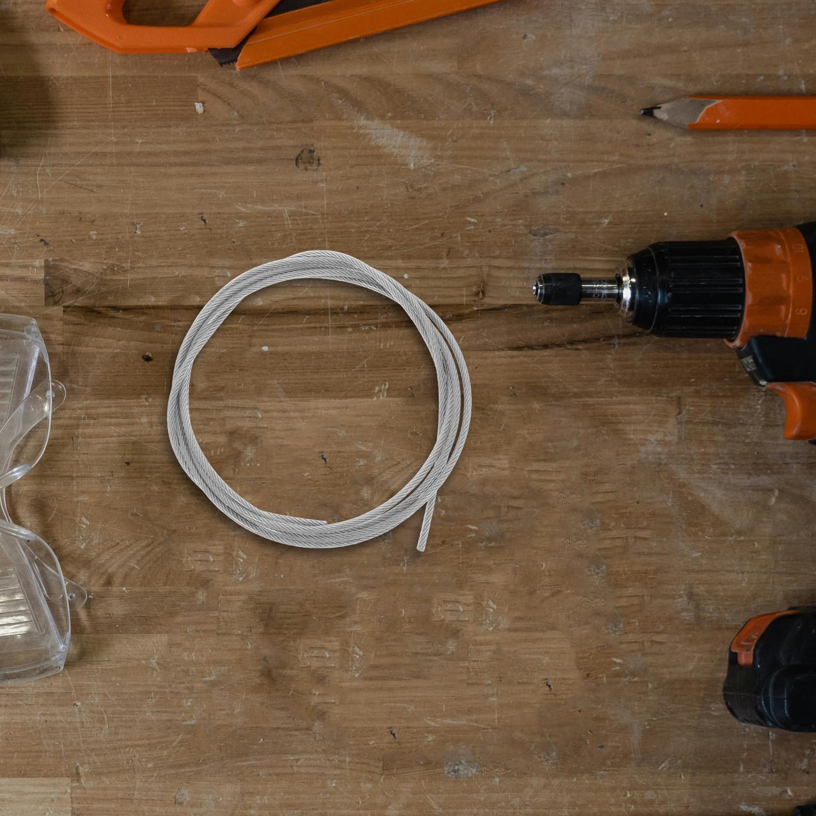 STOBAZA Cuerda para Red y Aro de Baloncesto, Cable de Acero Duradero en 2 Piezas, Accesorio de Fijación para Encordado en Canchas de Entrenamiento y Uso Exterior